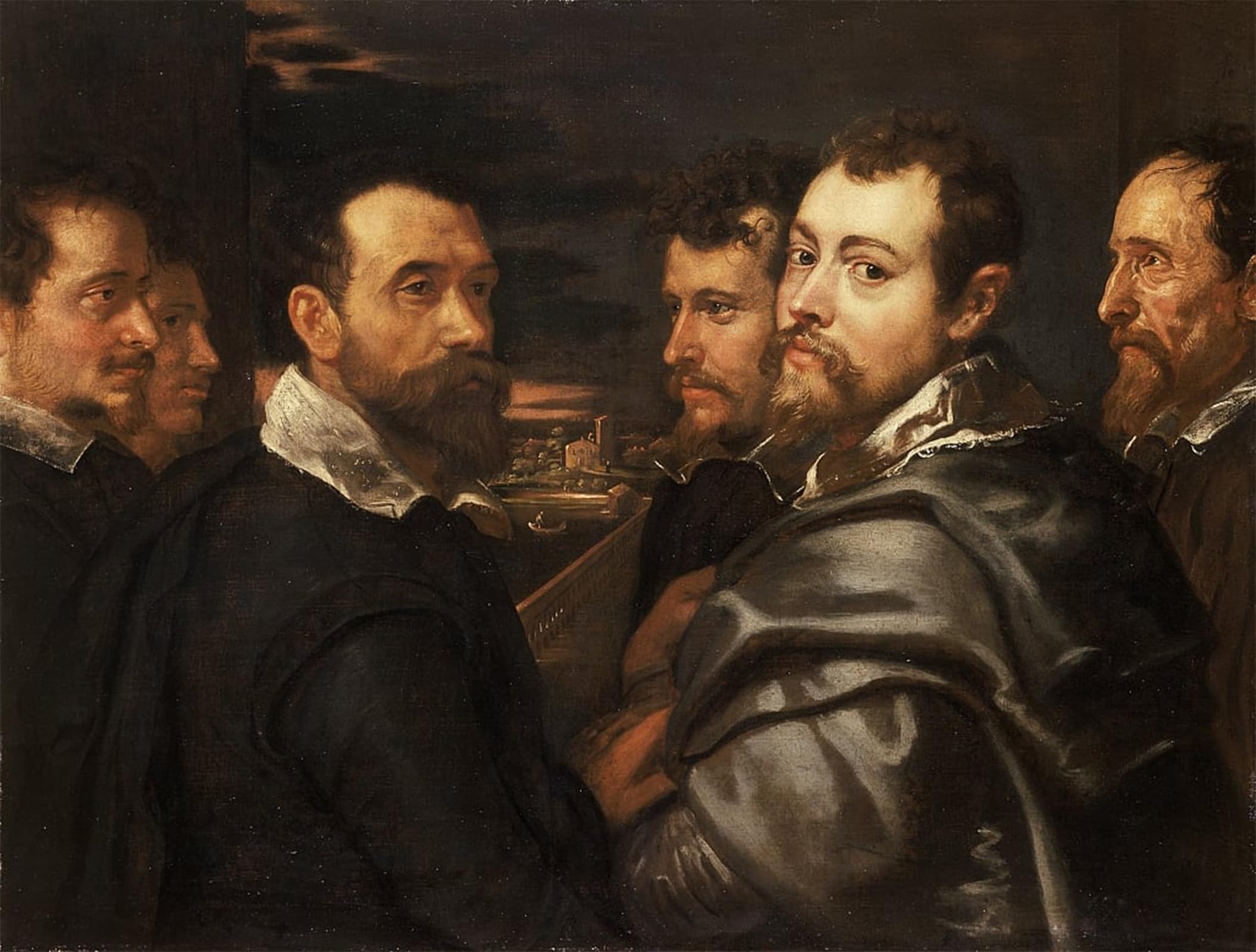ARTXLXXBN Famous Prints Artwork Pictures Poster Painting Art Self Portrait in a Circle of Friends From Mantua by Peter Paul Rubens Artwork Landscape Pictures for Home Decor 60x90cm