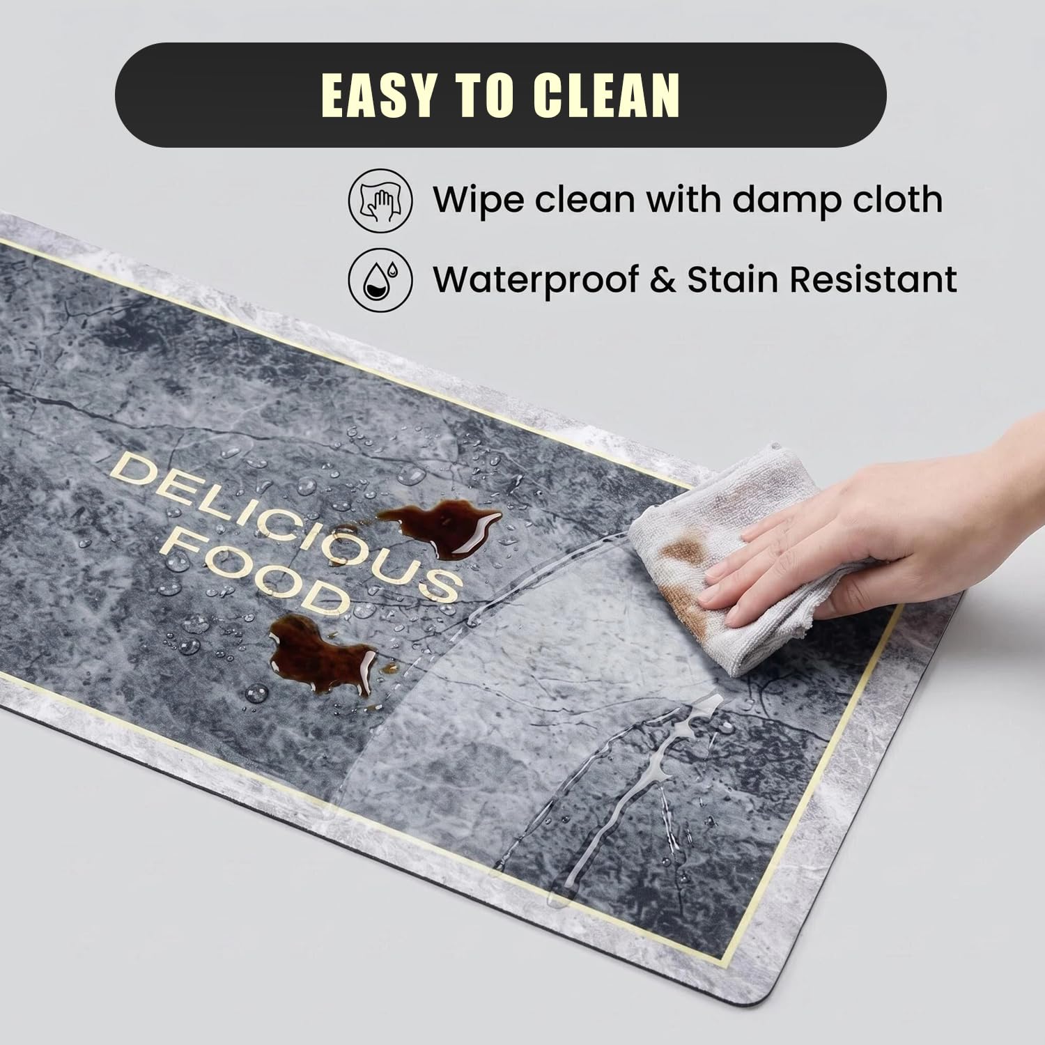 Küchenteppich Waschbar, Küchenläufer Rutschfest, Küchenteppich Rutschfest Kitchen Rug Diatomeenerde Beschichtung Ölabweisend und Schmutzresistent Antirutsch Boden Europäisches Muster 120x30 cm