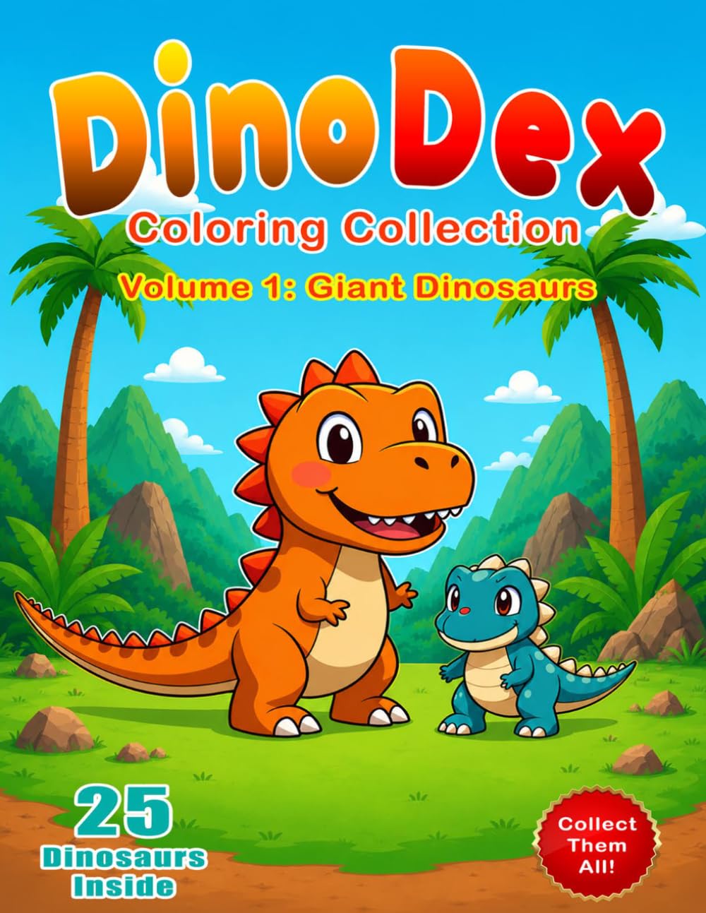 DinoDex Volume 1: Giant Dinosaurs Coloring Book for Kids