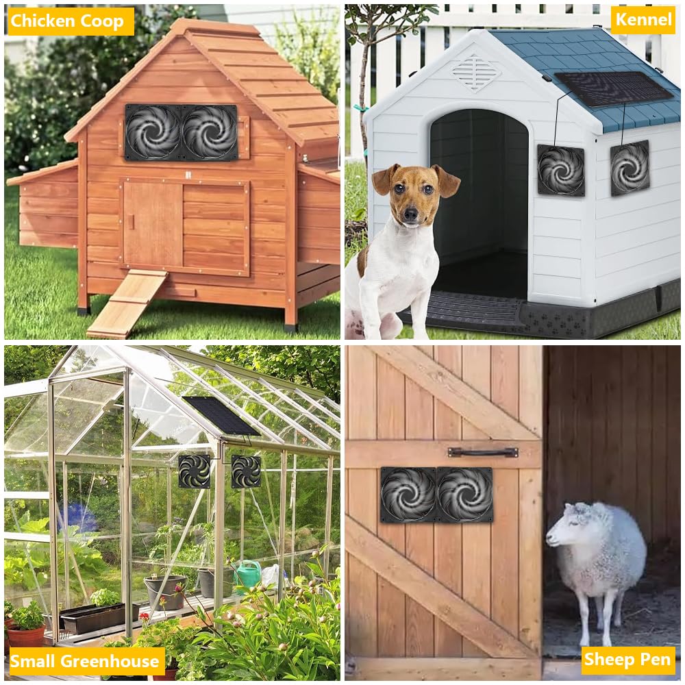 Ventilatore Pannello Solare 12V 10W, Resistente alle Intemperie, con Ventola CC, Ventilatore con Pannello Solare, Ventilatore Solare per Pollai, Serre, Capannoni, Case per Animali Domestici