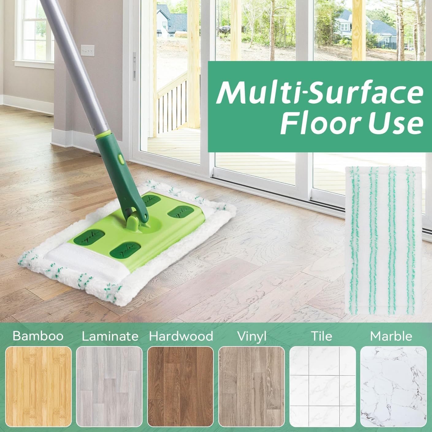 Microfiber Mop Pads Replacement for Quick Shine Hard Surface Floor Polish Mop: Washable & Reusable Mop Pad,Wet Dry HardFloor Cleaning Refills (6 Pack)