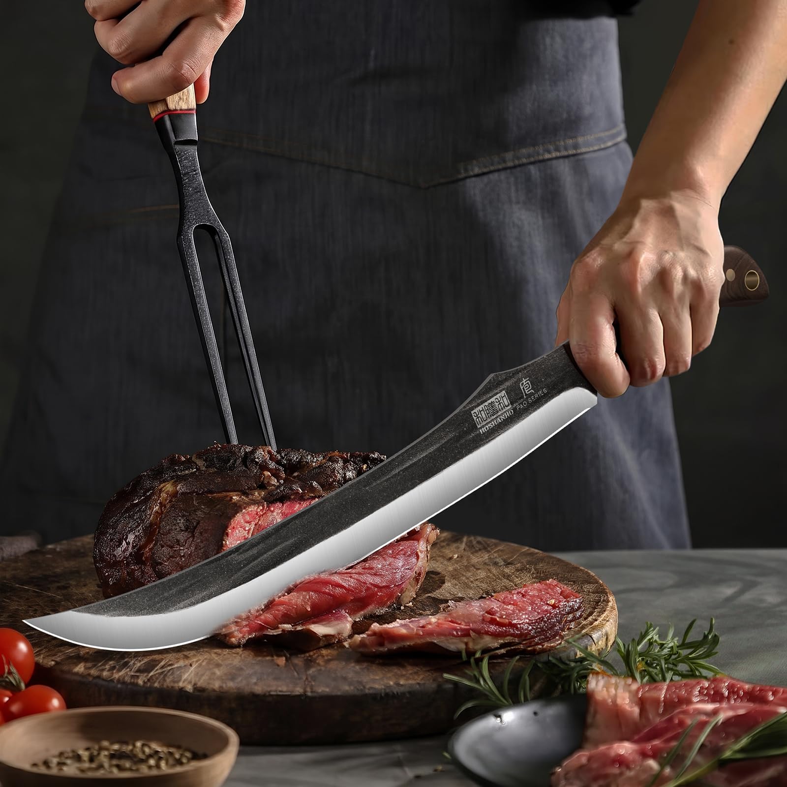 HOSHANHO 12" Carving Slicing Knife, Sharp Butcher Breaking Knife for BBQ — Amazon image 6