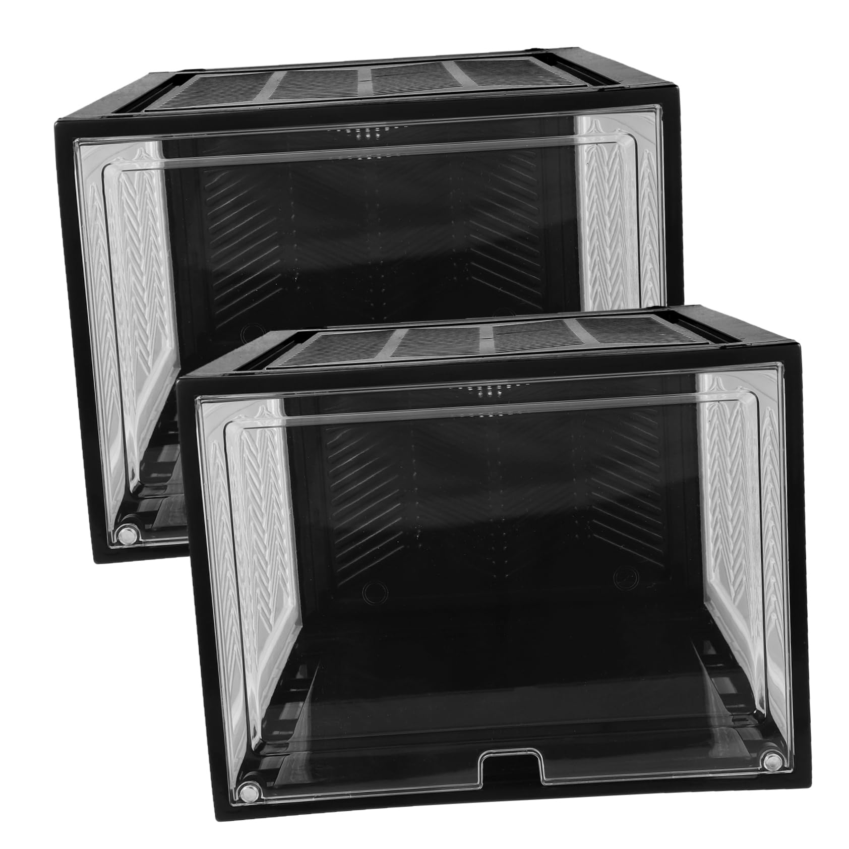 OUNONA 2pcs Stackable Shoe Storage Box Thickened Transparent Organizer for Closet Containers Reusable and Space Saving for Shoe Protection and Organization