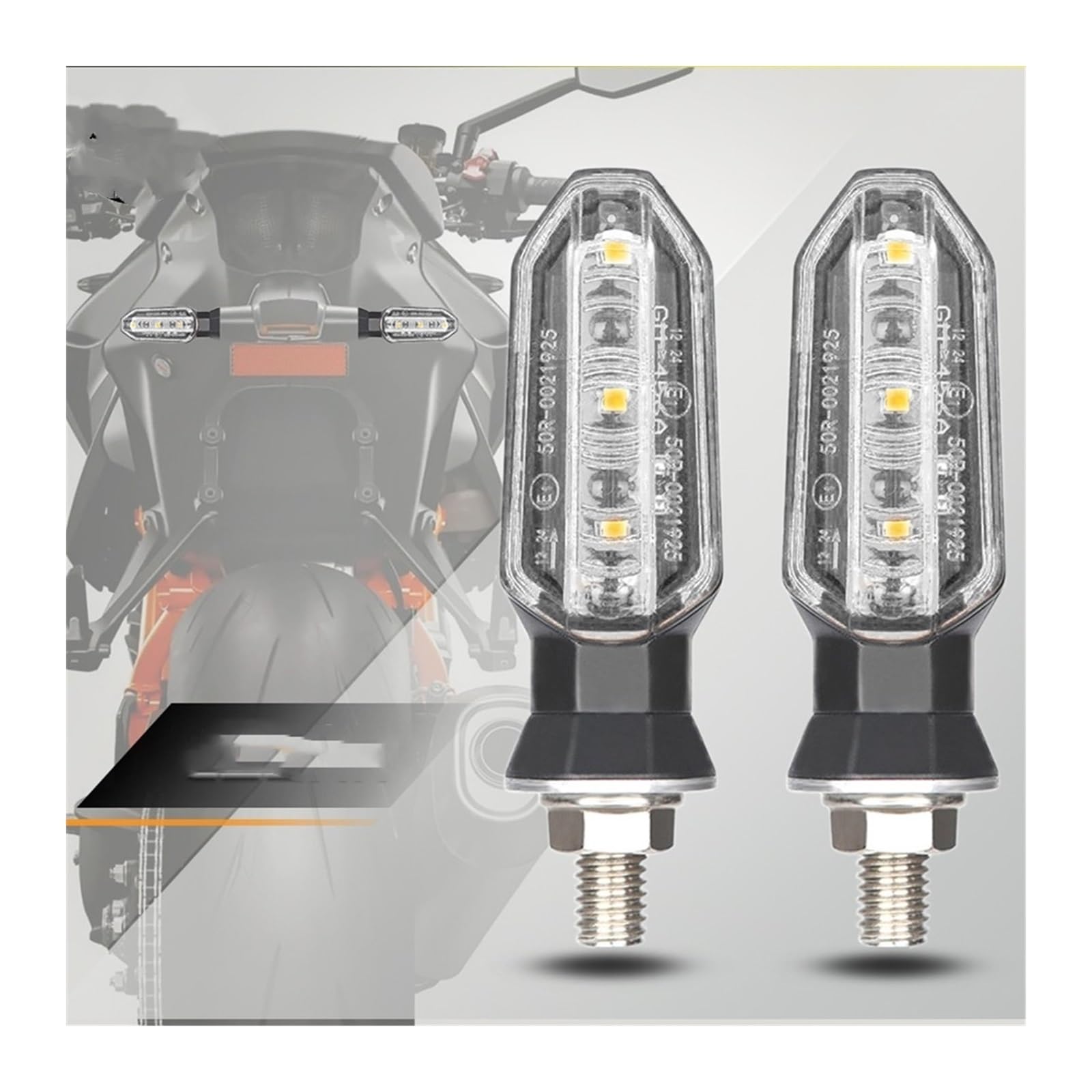 Intermitentes de moto 2 uds 8MM motocicleta LED para giro para lámpara indicadora de señal luz intermitente ámbar 12V Universal 3LED accesorios intermitentes(A)