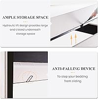 Vista 5 de SHA CERLIN Cama de Almacenamiento Elevable Tamaño King/Cabecera Moderna Tipo Wingback/Marco de Cama Plataforma Tapizada/Almacenamiento Hidráulico/No