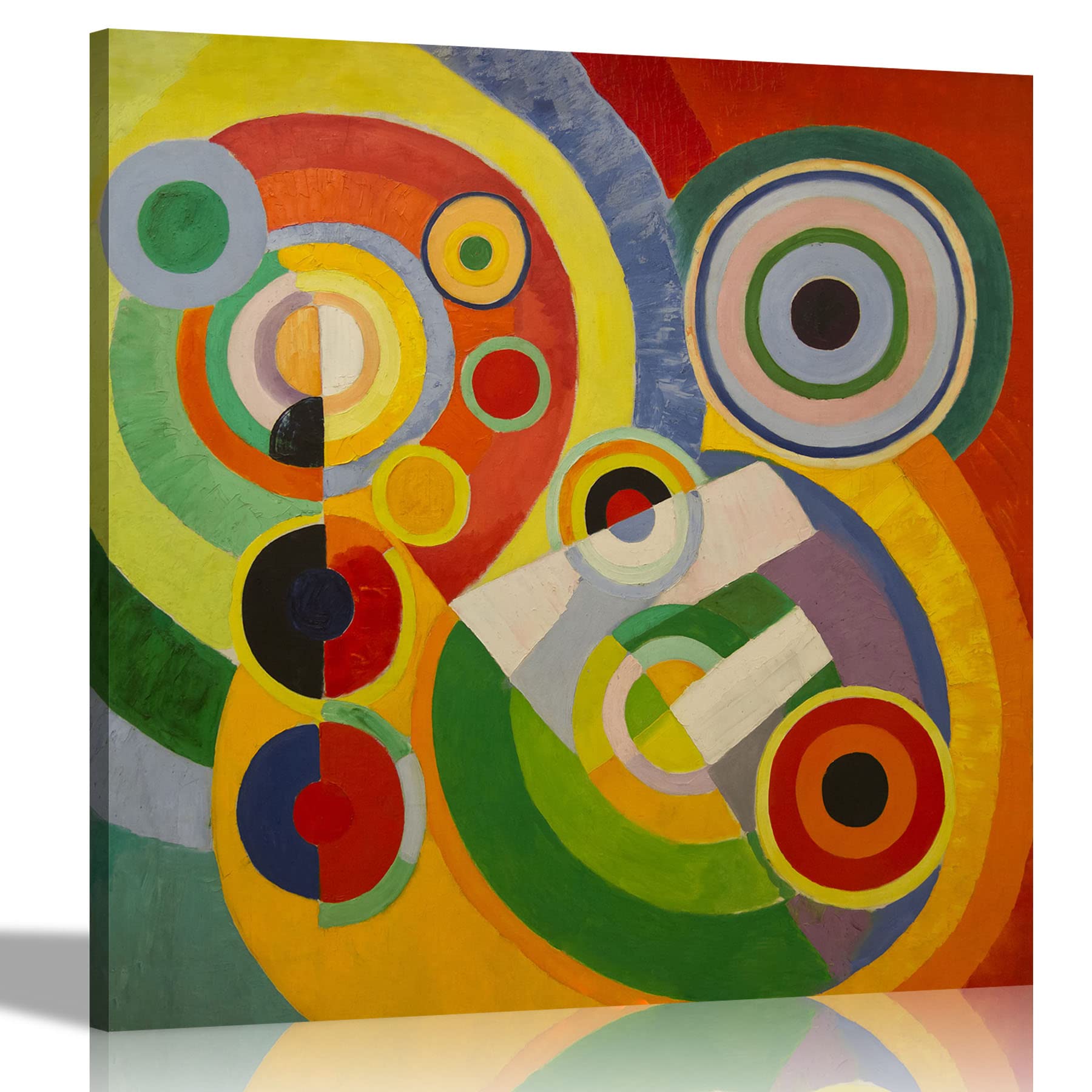 Artley Prints - Rhythm: Joy of Living by Robert Delaunay Canvas Wall Art Home Decor | Abstract Pictures for Living Room, Bedroom, Office 40 x 40cm (16 x 16 inches)