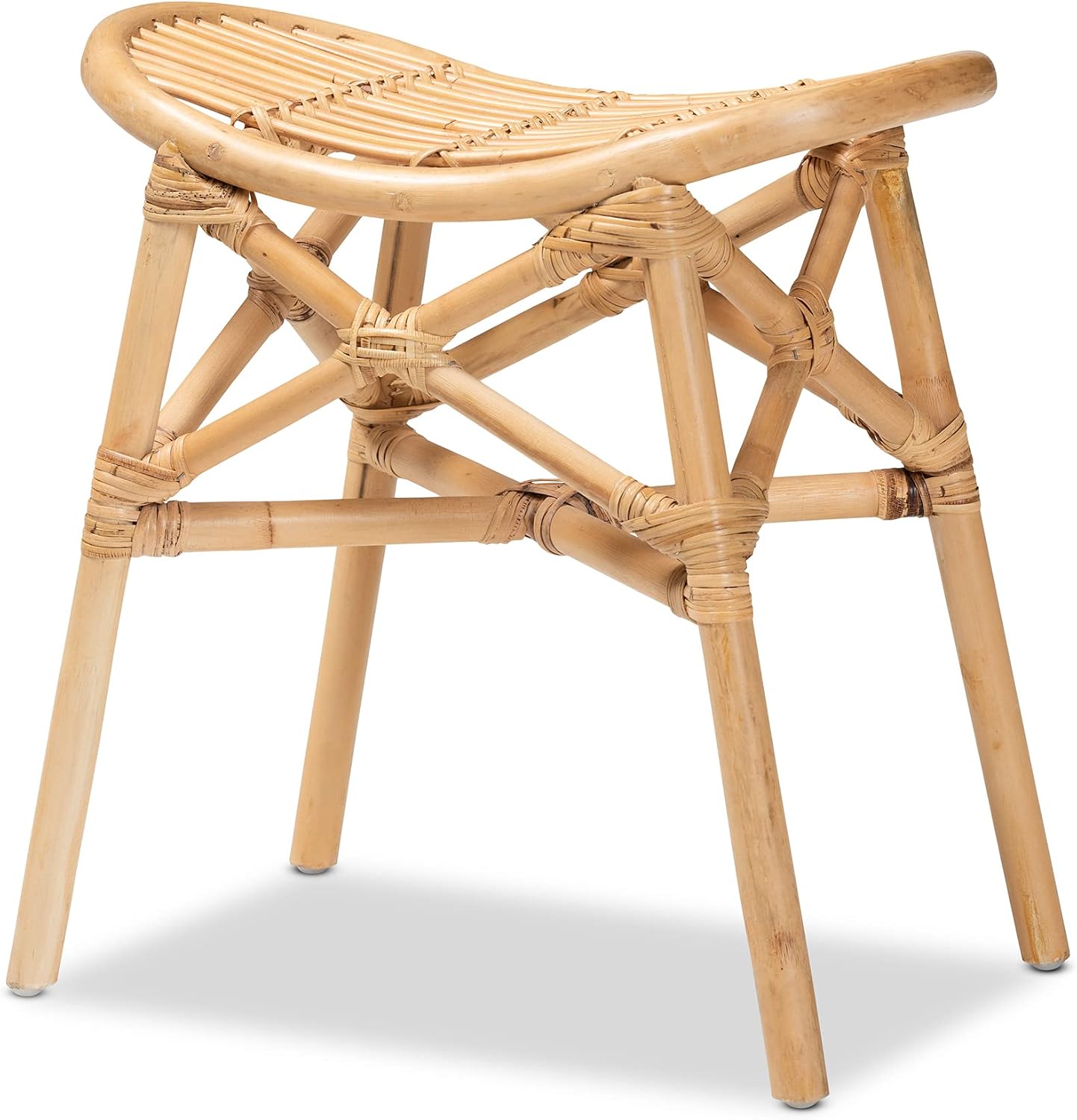 bali & pari Elgon Modern Bohemian Natural Rattan Footstool