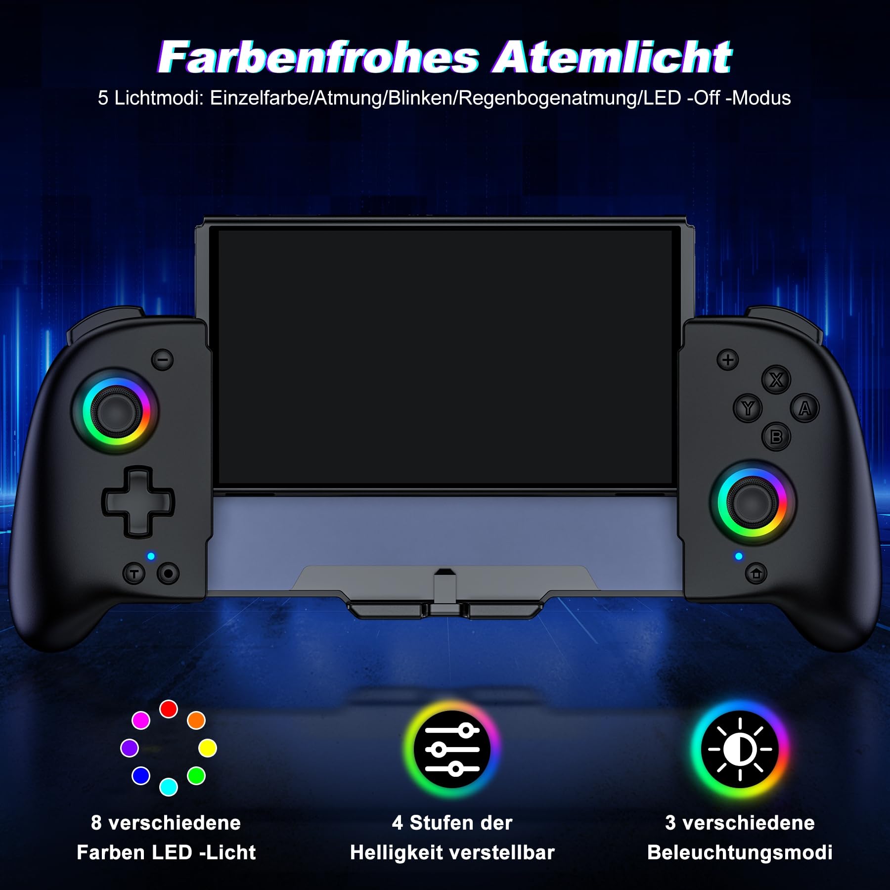 ALEEMTRY Controller per Switch, Modalità Portatile con Turbo/1000mAh/Programmabile/Giroscopio a 6 Assi, Maniglia Grande per Switch/OLED (Nero)
