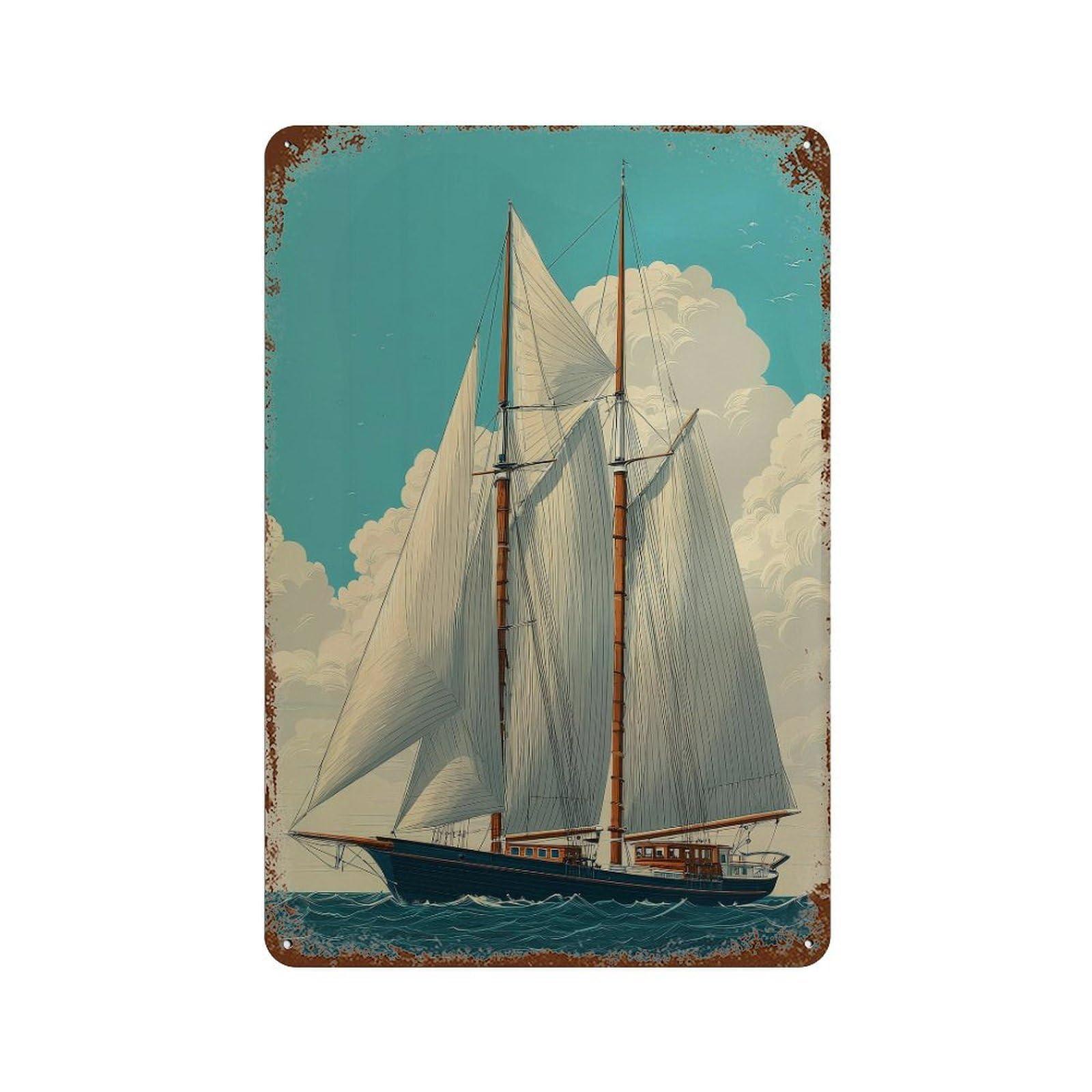 xiaoxiaoshen Sailboat. Nautical Wall Decor Art Metal Tin Poster Modern Home Decor Art Home Bar Shop Decorations Vintage Sign 30x20cm