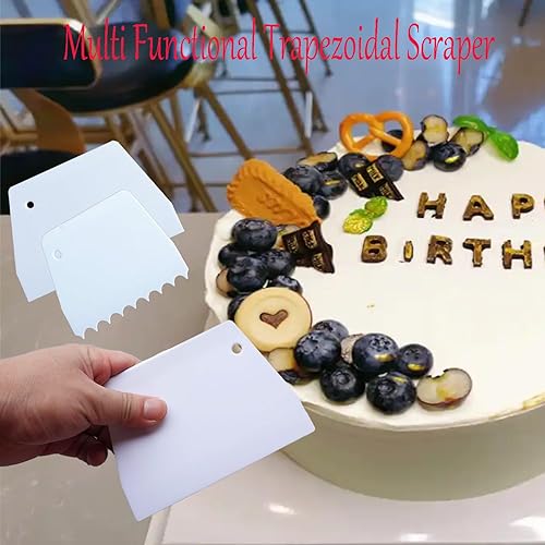 Miniatura 4 de Raspadores de masa y tazón, alisadores de glaseado de plástico, cortadores de masa, raspadores de banco, juego de 7 raspadores de pasteles y