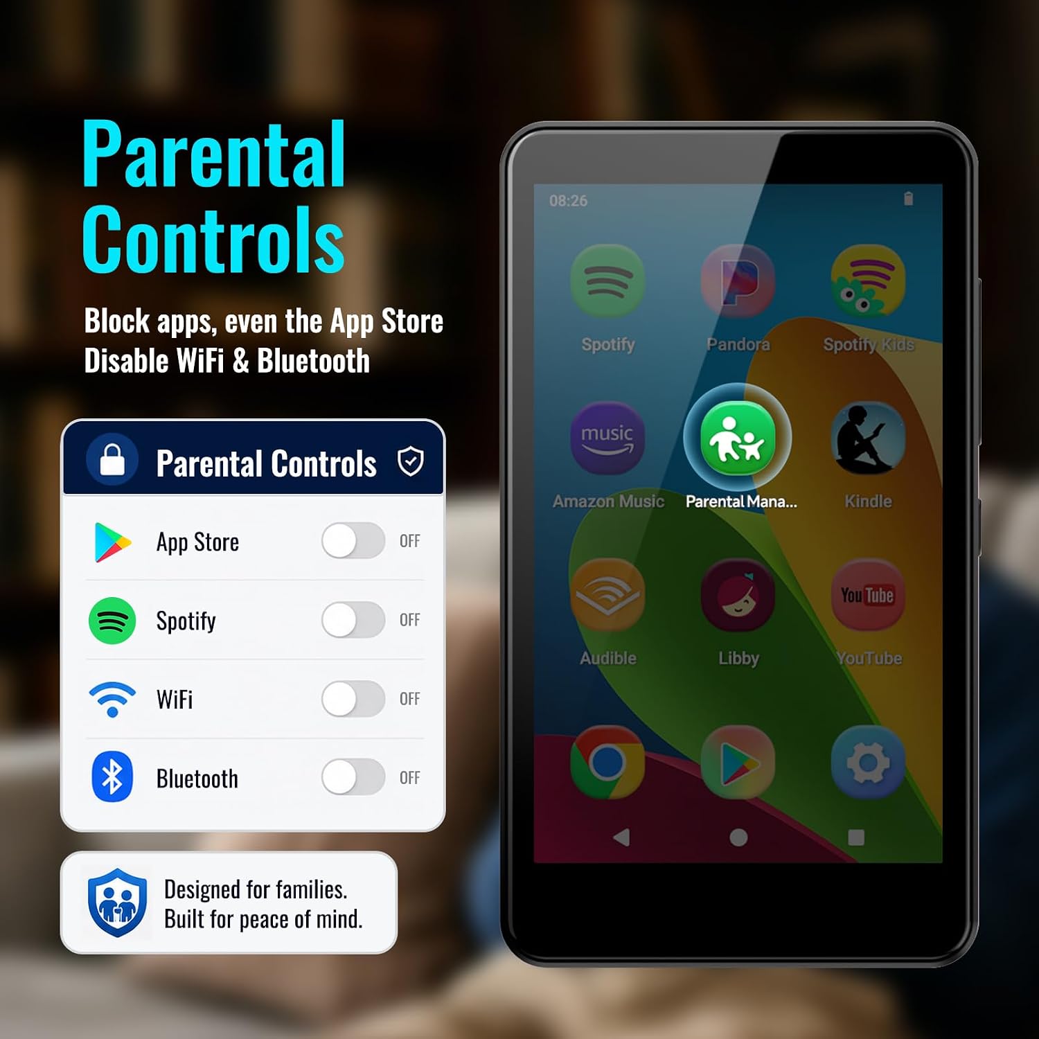 MP3 Player for Kids with Spotify, Parental Controls, Android 14