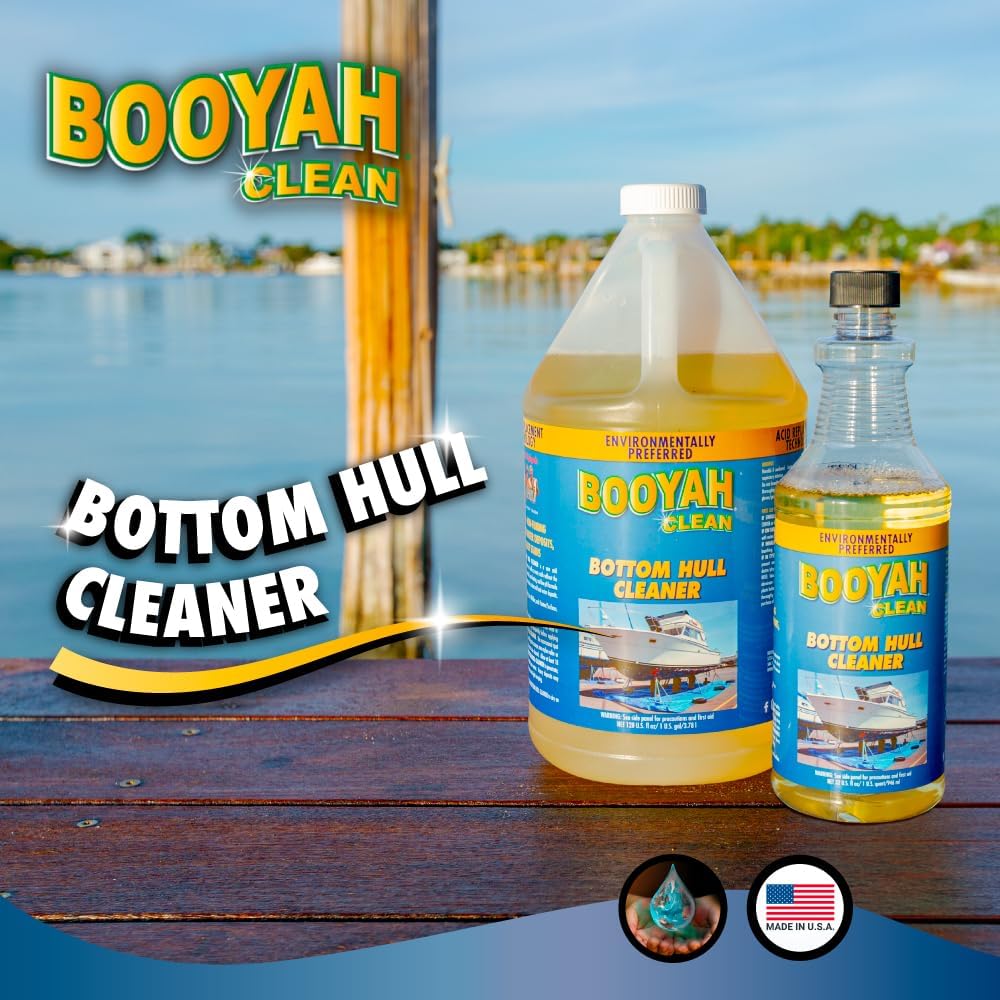 Booyah Clean Bottom Hull Cleaner – Environmentally Preferred Non-Acid, Non-Fuming Formula Removes Scum Lines, Hard Water Deposits, Scale, Barnacles, Mussels, and Rust Stains