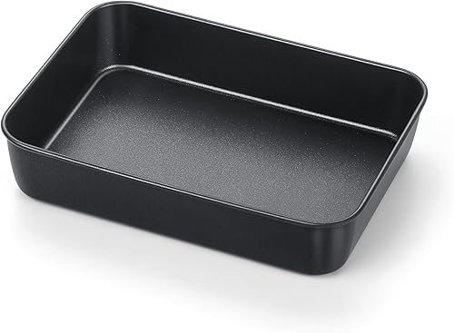 TeamFar Sartén para lasaña, 9.4 x 7 x 2 pulgadas de acero inoxidable para hornear horneado profundo para horno tostador, sartén rectangular de