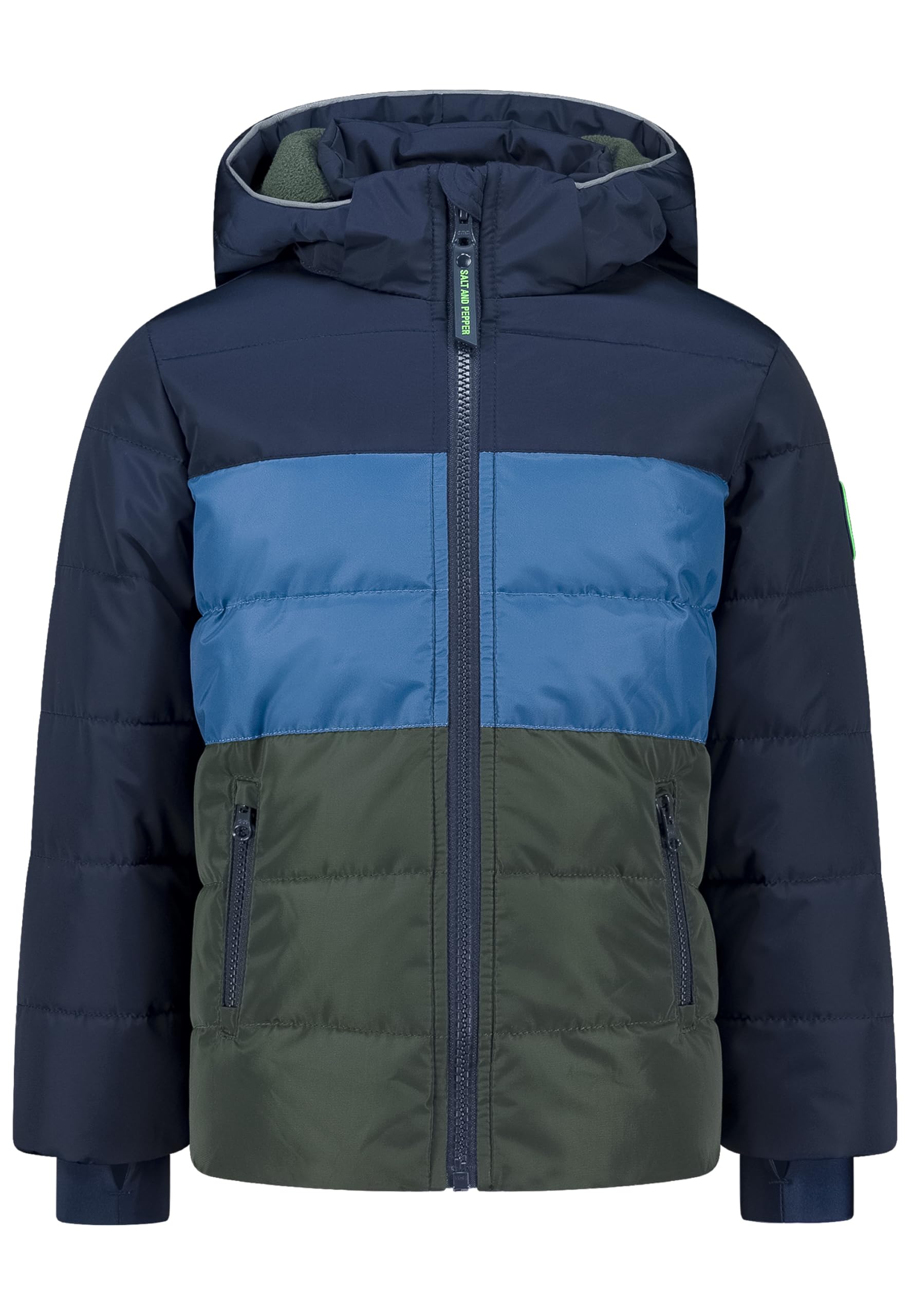 Chłopięca kurtka zimowa ciepła watowana w stylu Colorblocking, Granatowy (True Navy), Rozmiar uniwersalny