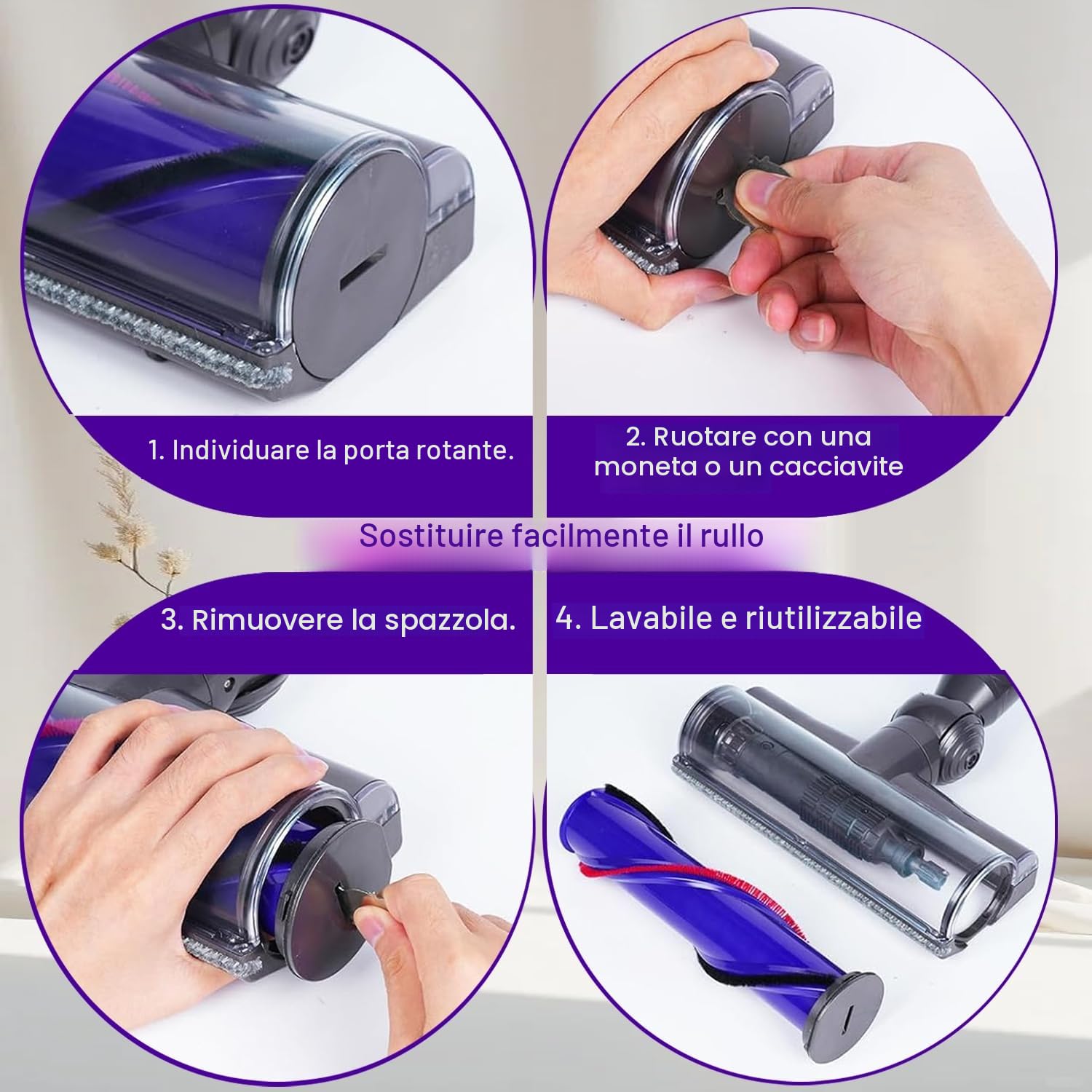 Spazzola per Dyson V10 V11 V7 V8 V15 Aspirapolvere ricambi, Azionamento Diretto Bocchetta per Pavimenti per Dyson V7 V8 V10 V11 V15, Testina per Pavimenti duri e Tappeti