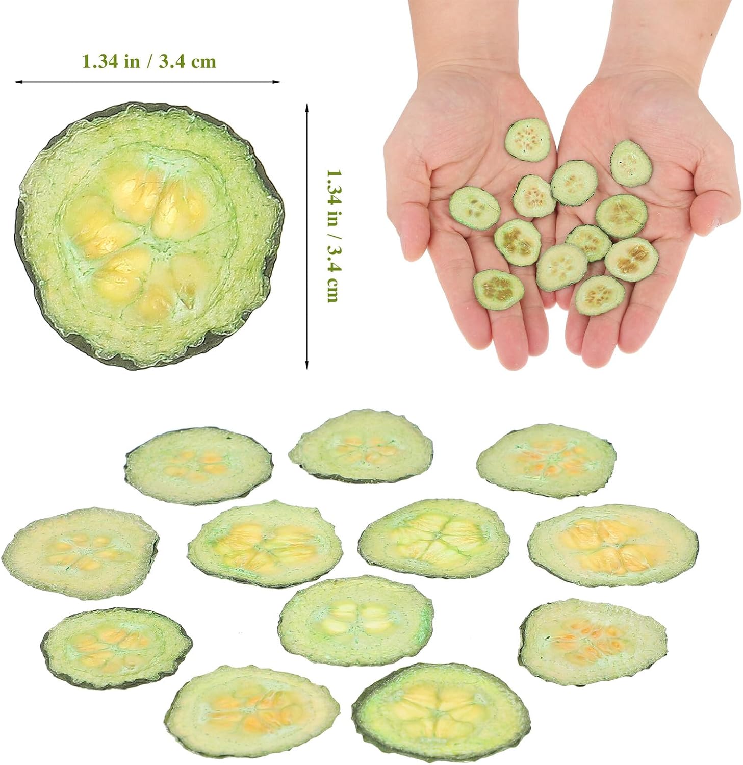Toyvian 12pcs Natural Dried Cucumber Slices DIY Pressed Cucumber for Crafts Handmade Vegetable Material for Resin Art and Home Decoration