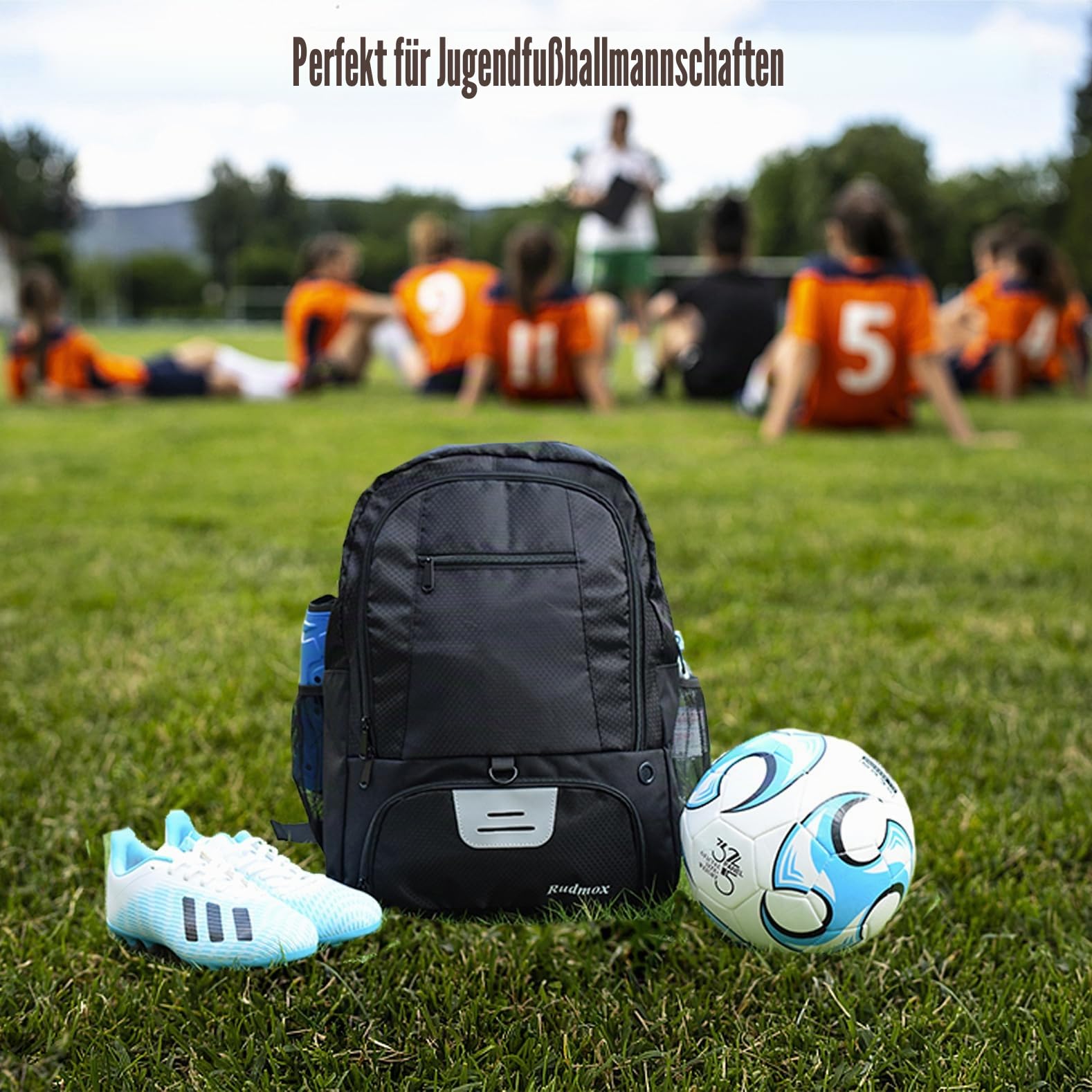 Fußballtasche-Rucksack für Basketball, Volleyball mit Stollenschuhen und Ballfach und innenliegende Laptoptasche für Reisen, Fitnessstudio, Wandern, Sportverein