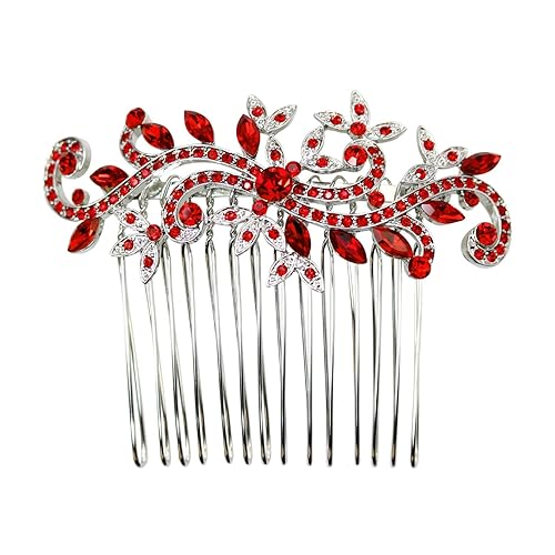 Miniatura 16 de Faship Magnífico peine de pelo floral con diamantes de imitación de Agua,Negro / Tono plateado,Azul,Borgoña,Esmeralda/Sólidos,Verde/tono dorado,Azul