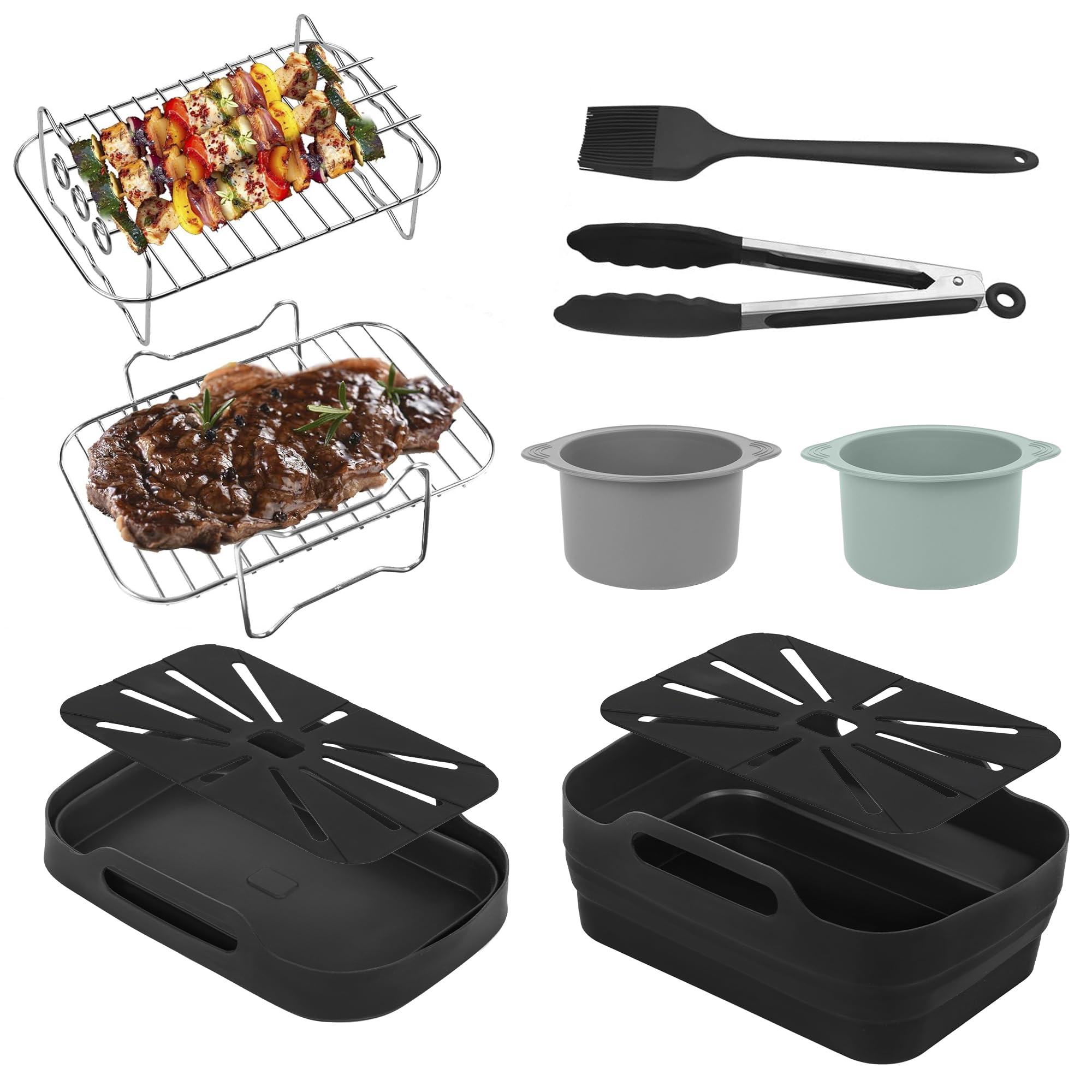 Ninja Foodi Foldable Silicone Liners for Flexdrawer Dual Air Fryer AF500UK - Compatible with Cosori 10L and Ninja 9.5L AF400UK AF451UK (10 PCS)