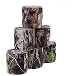 Uning Self-Adhesive Camouflage Tape Wrap for Gun, 6 Roll Protective Camo Form, Non-Woven Stealth Camo Tape Stretch Bandage for Outdoor Camping Hunting Rifle Shotgun 5CM x 4.5M (Realtree Camo)