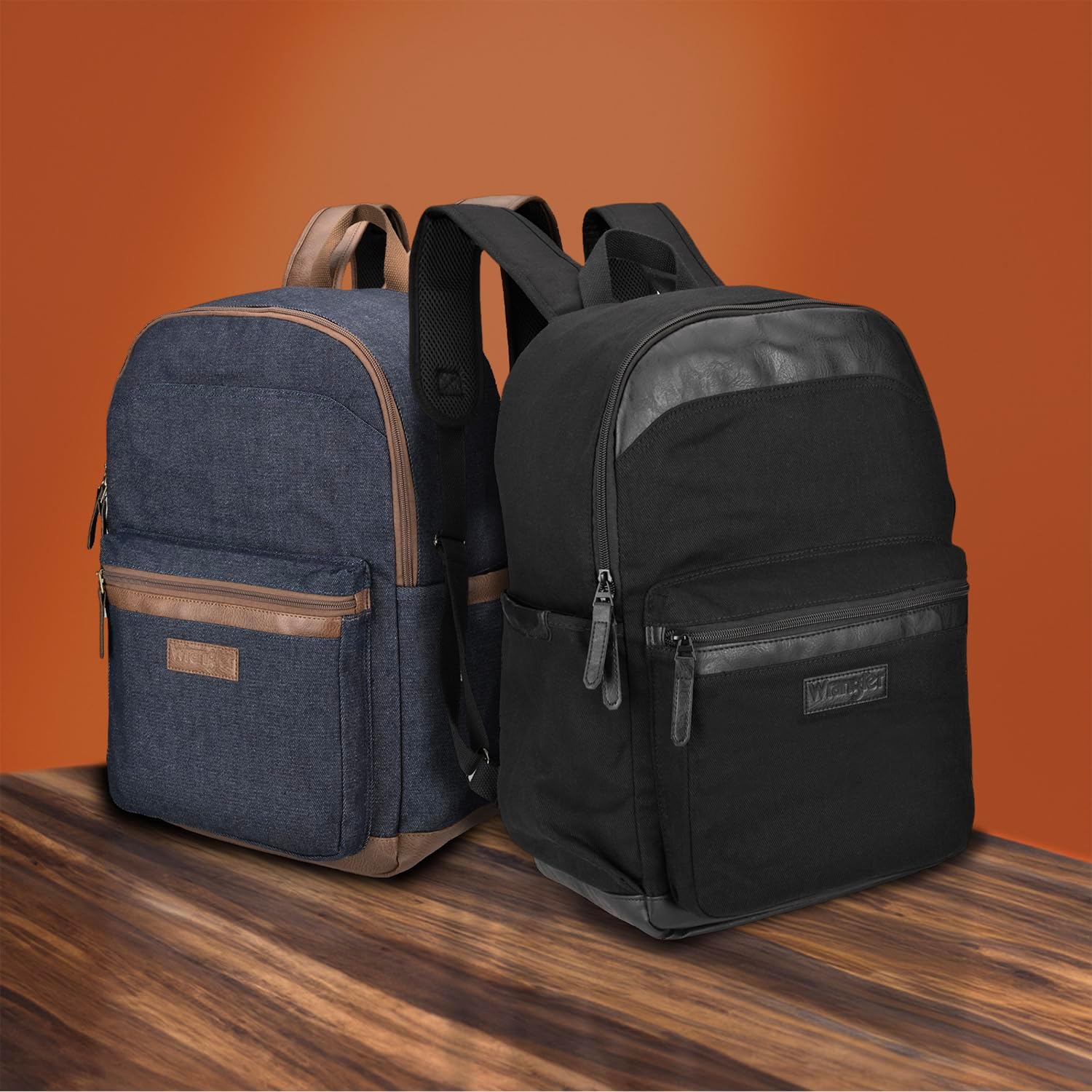 Wrangler Powell Backpack for Travel Classic Logo Water Resistant Casual Daypack for Travel with Padded Laptop Notebook Sleeve (Black) - Image 2