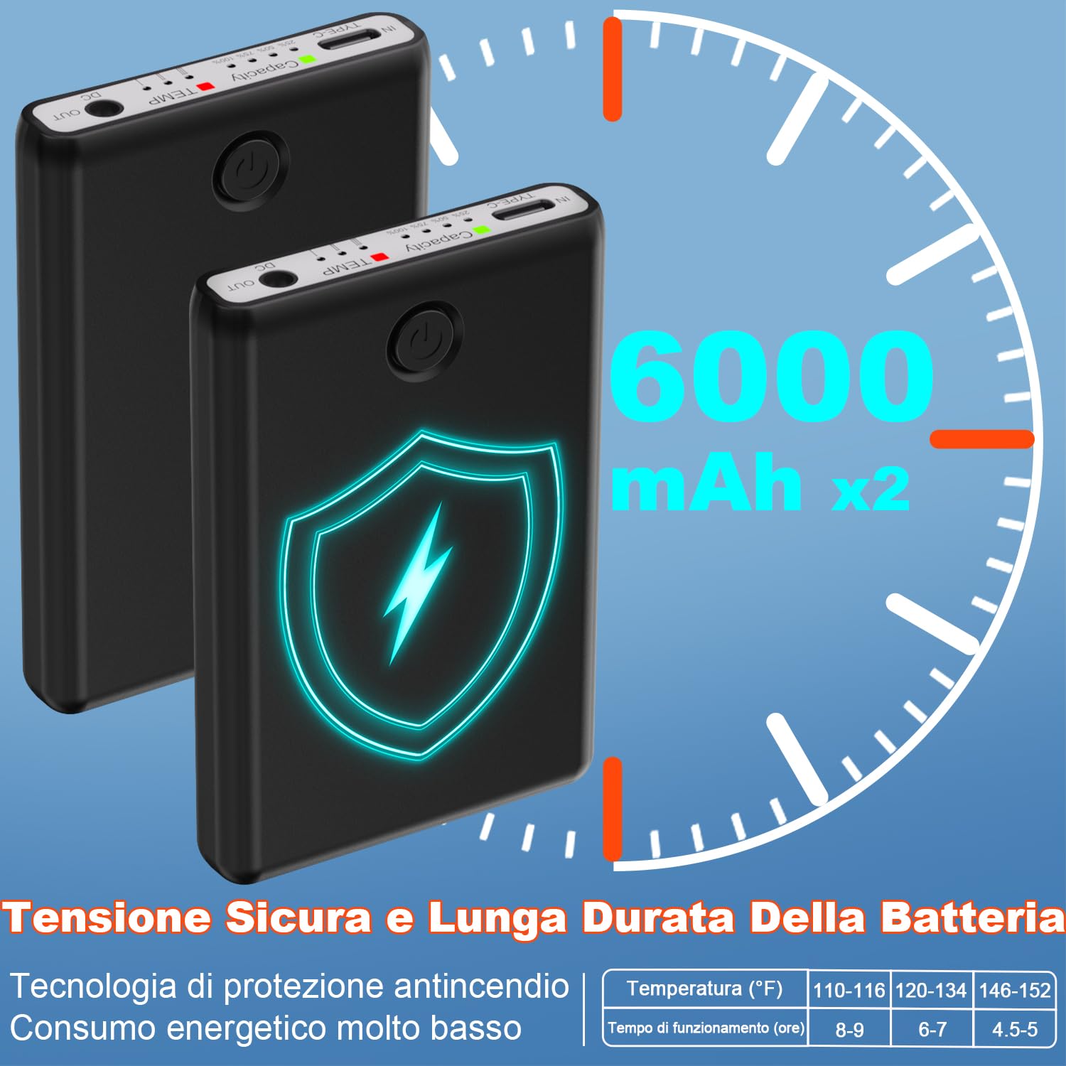 Calze Riscaldate a Batteria 6000mAH Calzini Scaldapiedi Con controllo dell'app, USB Riscaldati Scaldapiedi Elettrico Calze Design del calore in punta di piedi Termiche per Sci, Pattinaggio,Escursioni