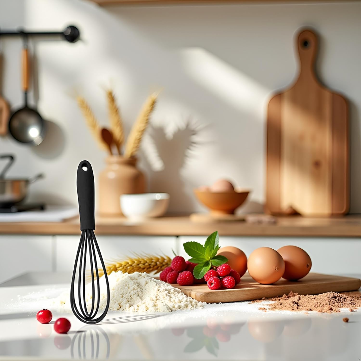 1Pc Black Mini Silicone Whisks,Non-Stick Whisks,Milk and Egg Beater Blender,Hand Egg Mixer,Kitchen for Cooking, Baking, Mixing,Stirring,Cooking Utensils,Kitchen Dining (6.7inch) - Image 3