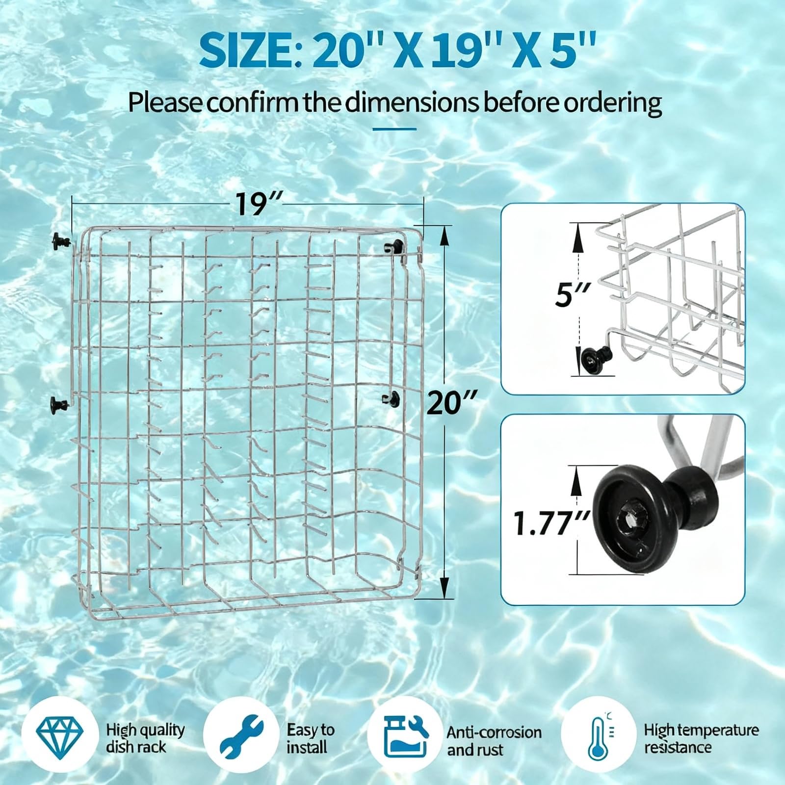 5304535380 Ricambio per cestello superiore lavastoviglie Kenmore, Crosley, Frigidaire compatibile con i codici articolo 154331502, 5304498202, 5304498220, 5304517202, 5304517201, AP7215765
