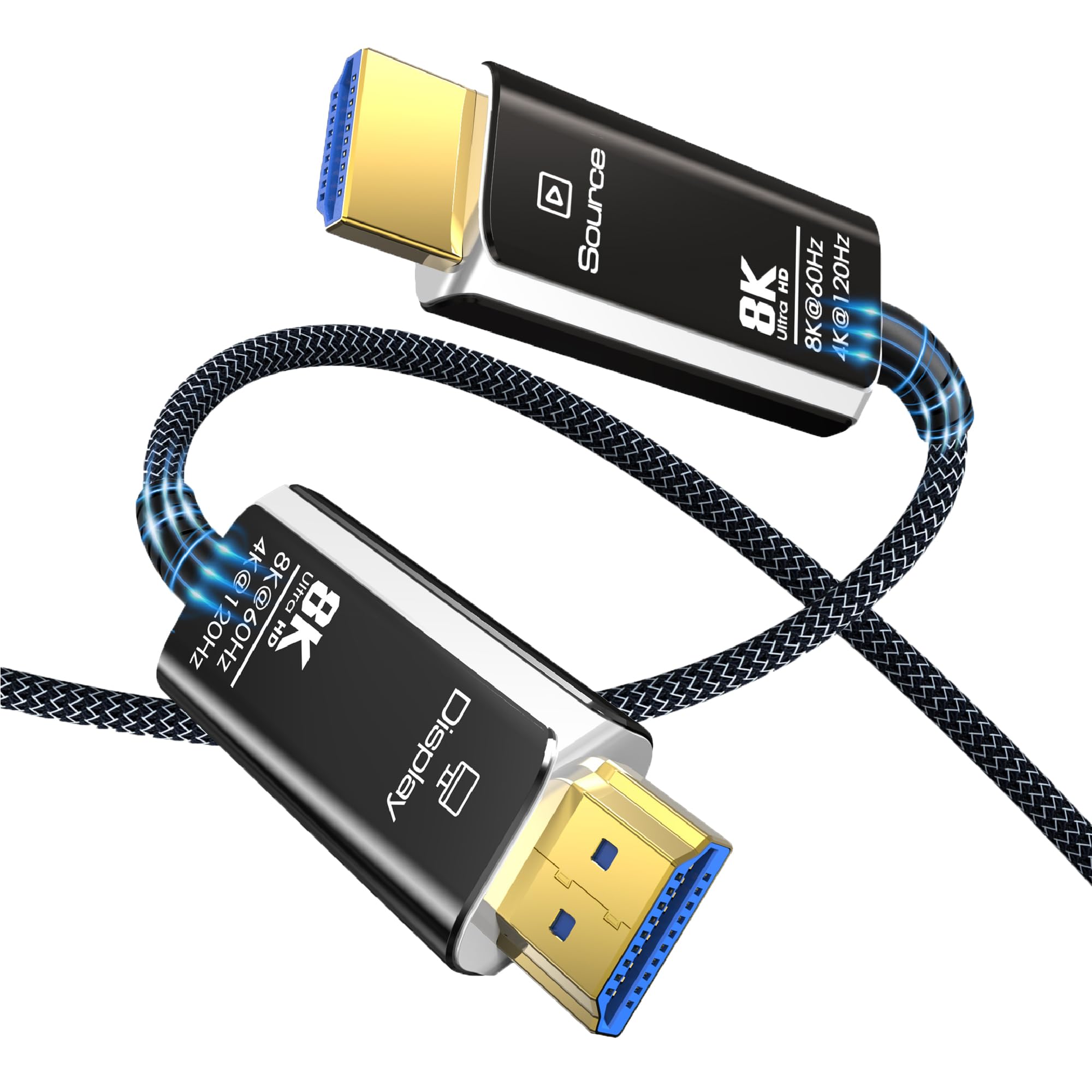 MMOBIEL 8K HDMI Fiber Optic Cable 50ft 48Gbps HDMI 2.1 Cord, 8K@60Hz, 4K@120Hz, HDR, eARC, HDCP 2.3, Ultra High Speed for PS5