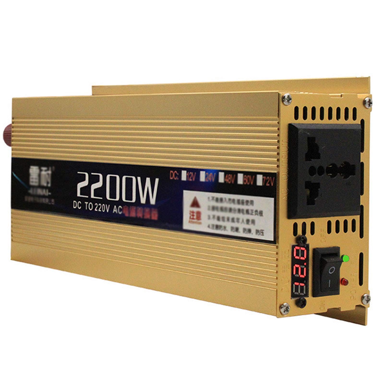 GRTBNH Modified Sine Wave Inverter 1600W/2200W Voltage Converter DC 12V/24V/48V/60V/72V to AC 220V C