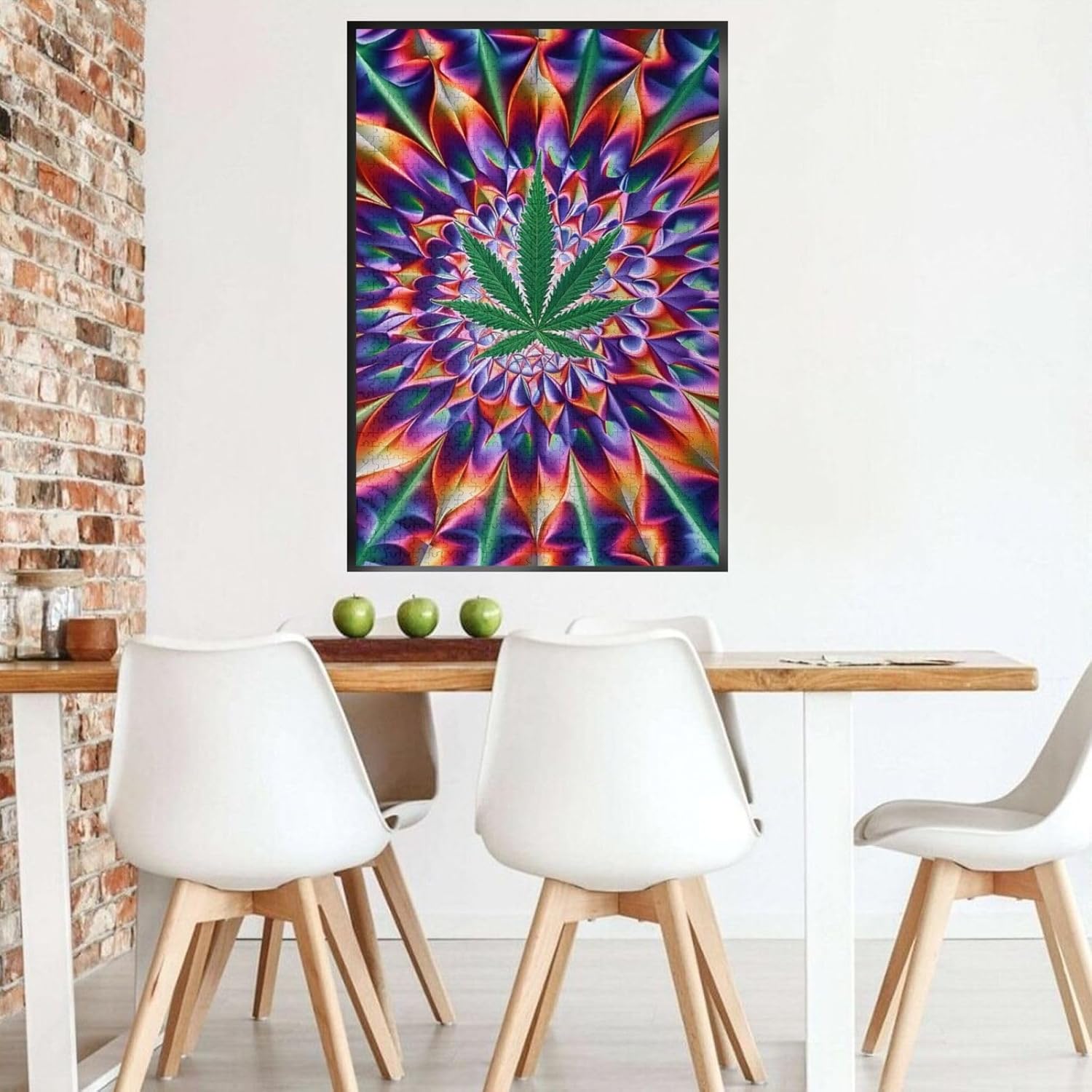 1000 Piece Wood Puzzles for Adults, Marijuana Leaves Cannabis Leaf Hippie Psychedelic Trippy Jigsaw Puzzles, Funny Challenging Puzzles, Great Gift for Family Friends