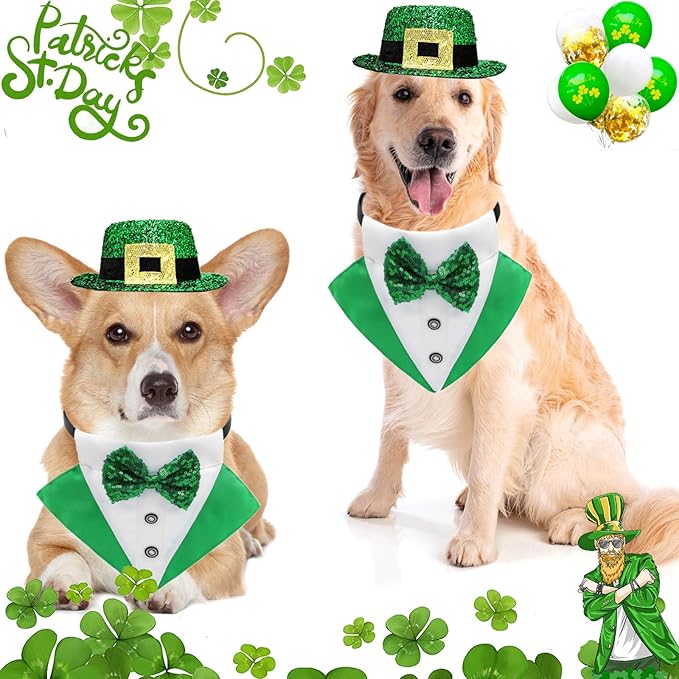 Disfraz de Leprechaun para Perro St. Patrick's Day - 3 Piezas, Talla M miniatura 2