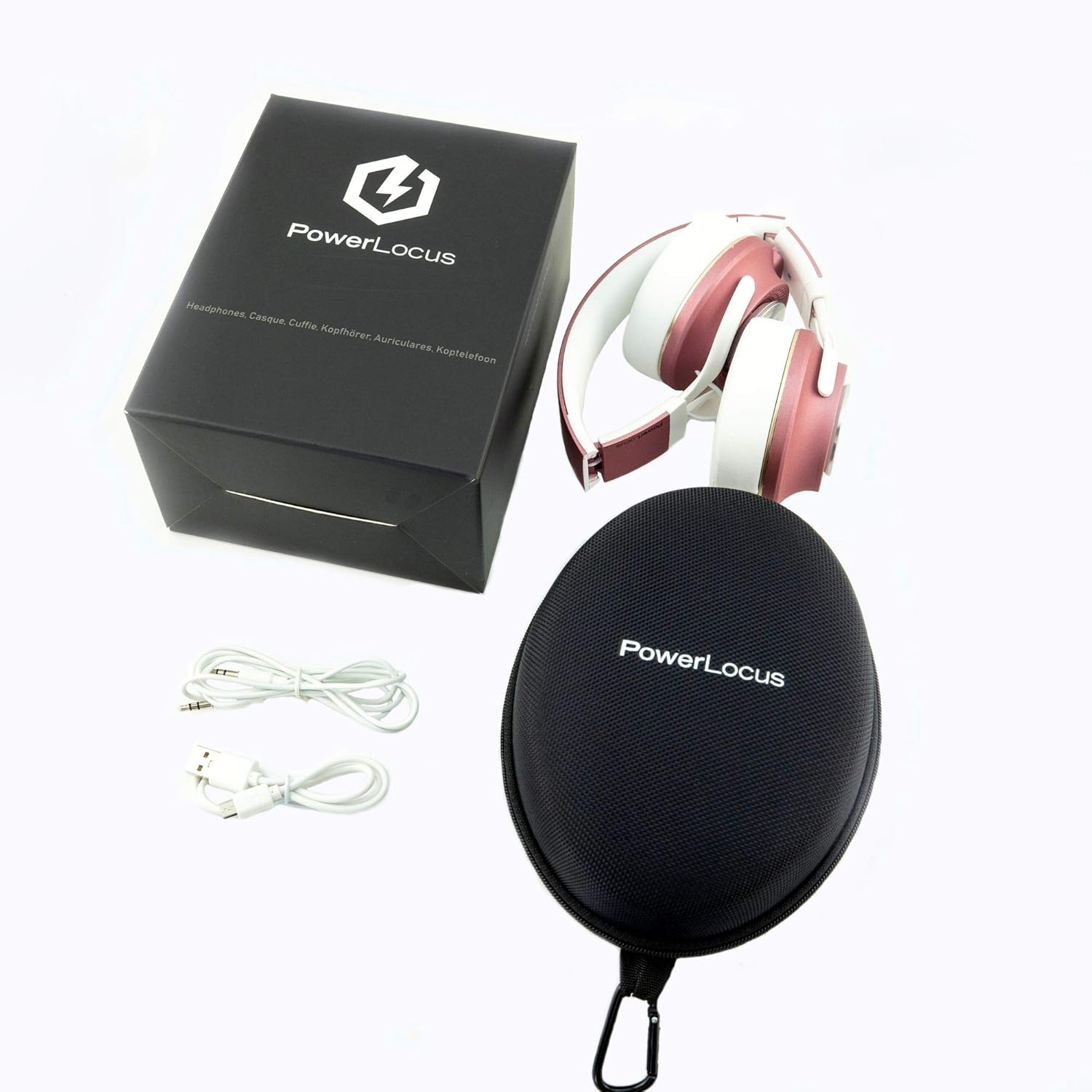 PowerLocus P3 кулакчын топтомунун курамы, анын ичинде кулакчындар, корпус жана кабелдер