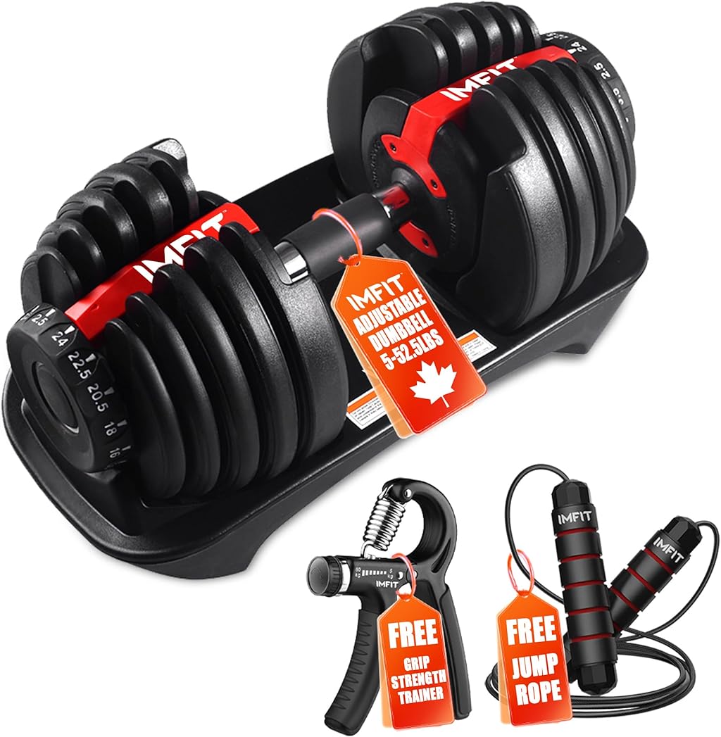 Lot de 2 haltères réglables (2,3 à 23,8 kg) avec poignée libre