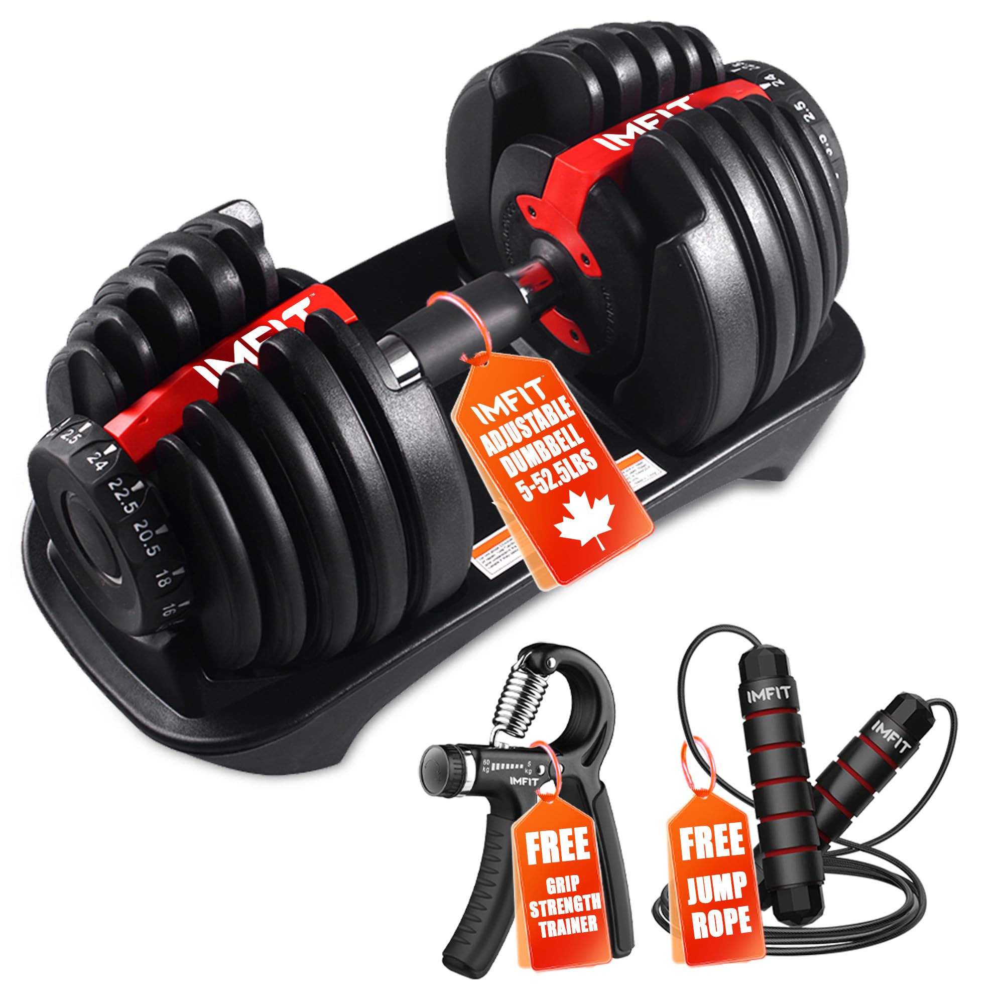IMFit Adjustable Dumbbell Set (5 - 52.5 lbs) Single/ Pair(Set of 2) with Free Hand Grip | 15 Adjustable Weight Settings (Colour-Black) IMFit 2026 AIO Dumbbells (1.65lbs - 30/52/85lbs) Barbell, Kettlebells, Push up Stand (Colour-Grey) | Space Efficient Compact Design, Easily Switch Exercises | Dumbbells Set for Fitness & Home Gym, Poids Ajustable, Haltere Ajustable Alteres Poids