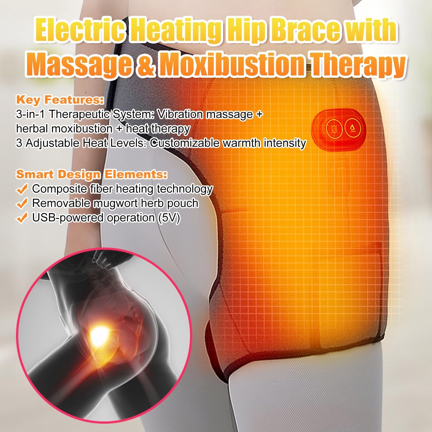 Thermal Hip Wrap with Heating & Massage – Soothing Pain Relief for Joints & Muscles – Adjustable Warm Belt for Hip Support - Image 2