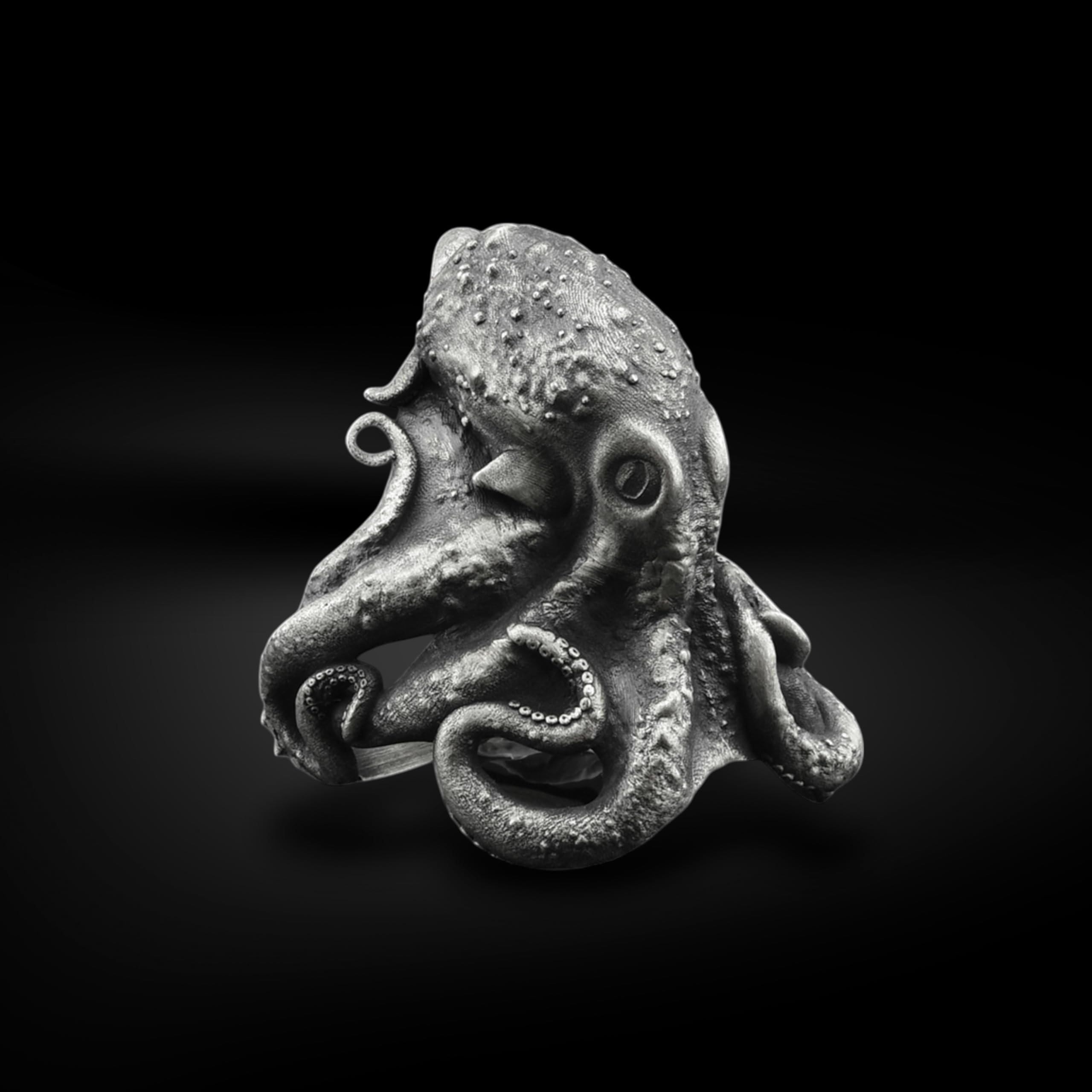 BySilverStone - Handgefertigter Oktopus-Herrenring Aus Sterlingsilber, Oktopus-Tier-Biker-Ring, Oktopus-Tier-Silber-Herrenschmuck, Meerestier-Gothic-Ring, Ring Für Männer