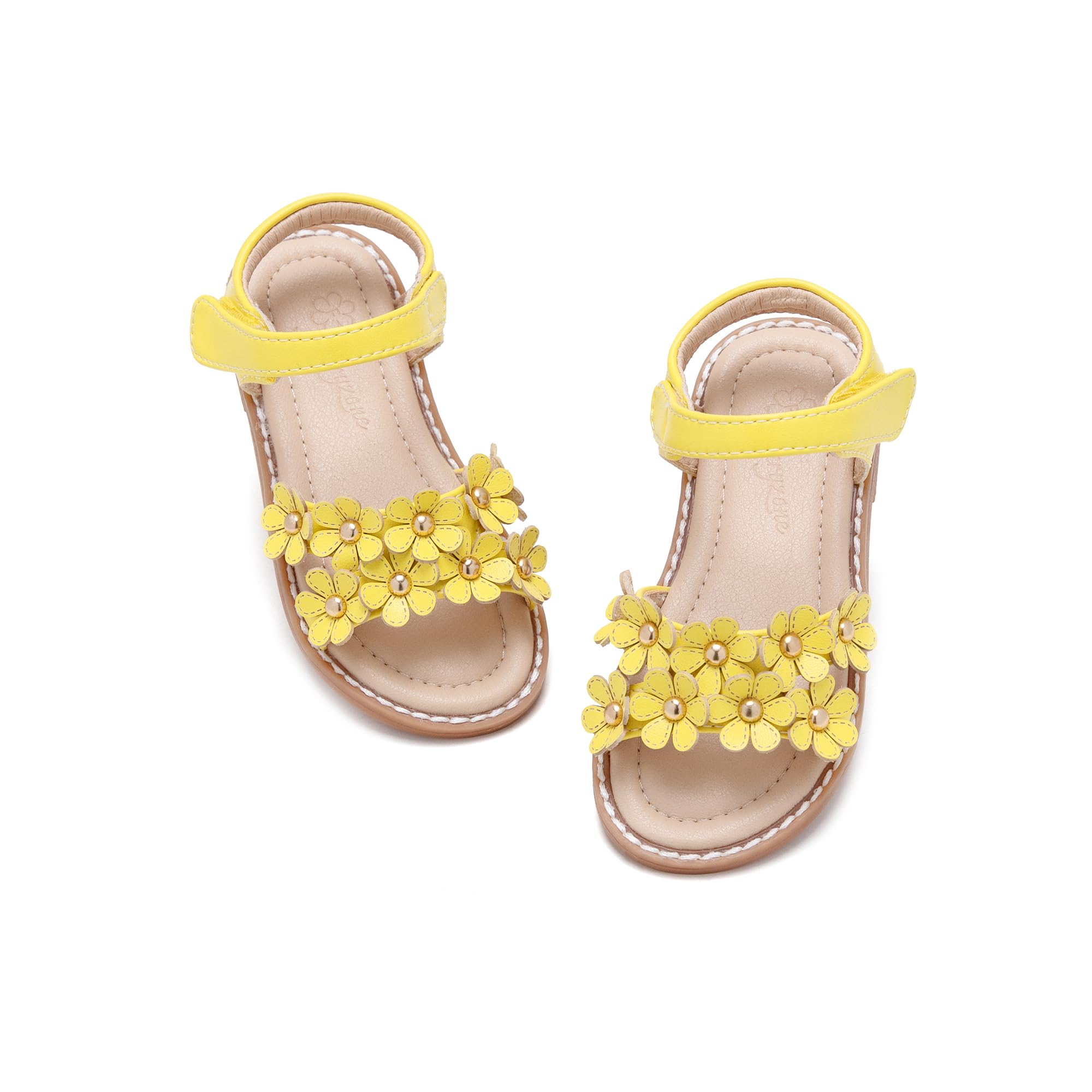 Flaryzone Toddler Little Girls Glitter Flower Open-Toe Flat Dress Sandals Summer Shoes