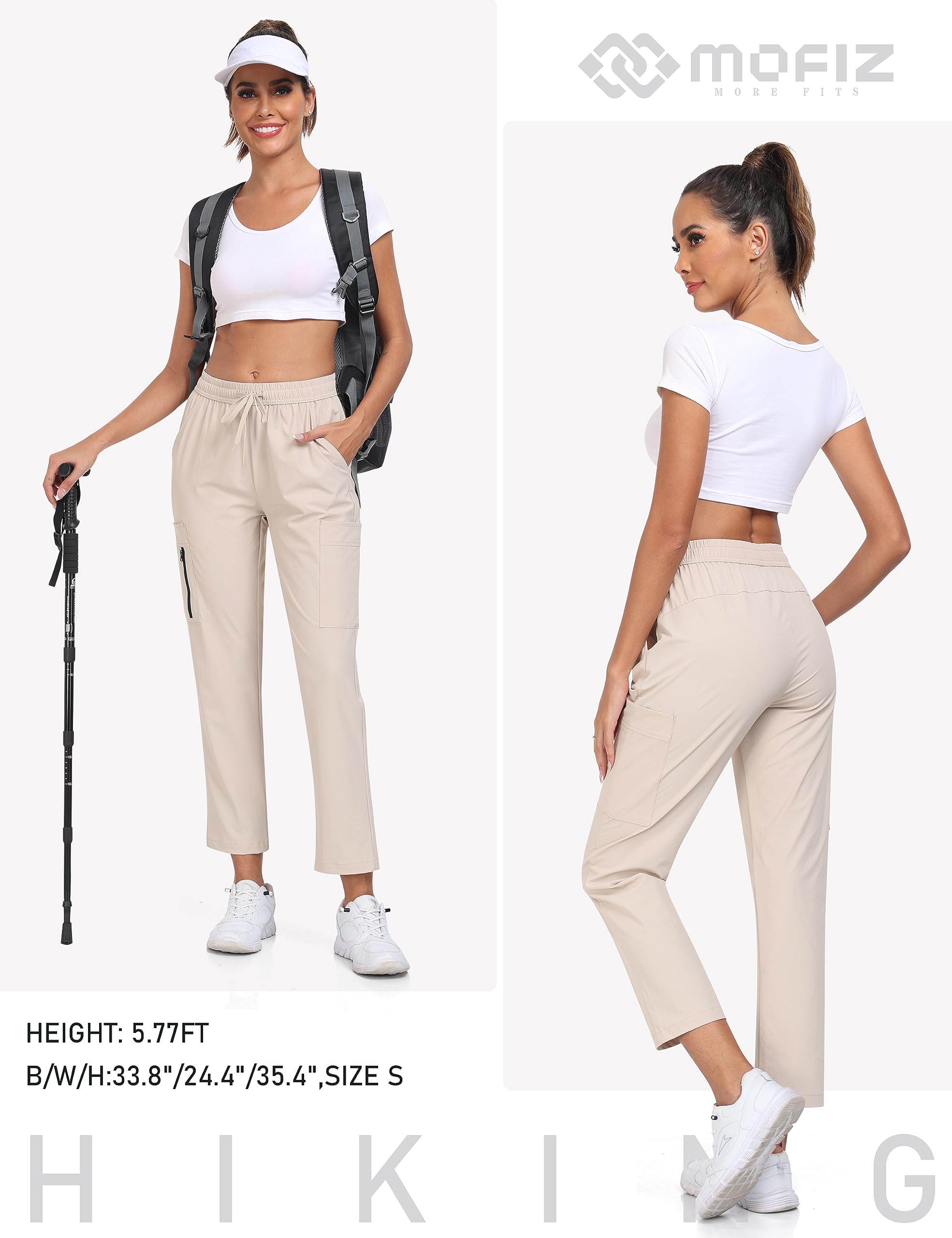 MoFiz Pantaloni Cargo Donna Leggeri Impermeabili Pantaloni da Escursionismo Trekking Pantaloni con Tasca Utility