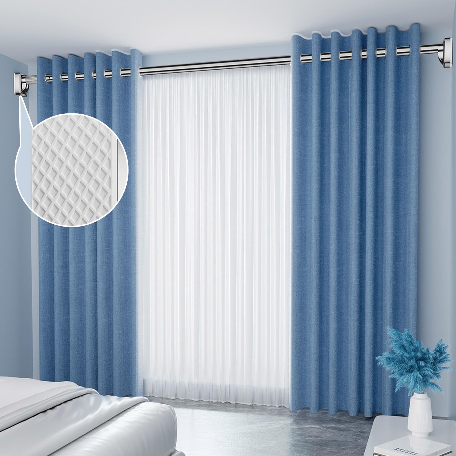 Asta telescopica regolabile per tenda da doccia, senza trapano, estensibile da 160 a 500 cm, ideale per bagno, camera da letto, armadio, finestra, porta