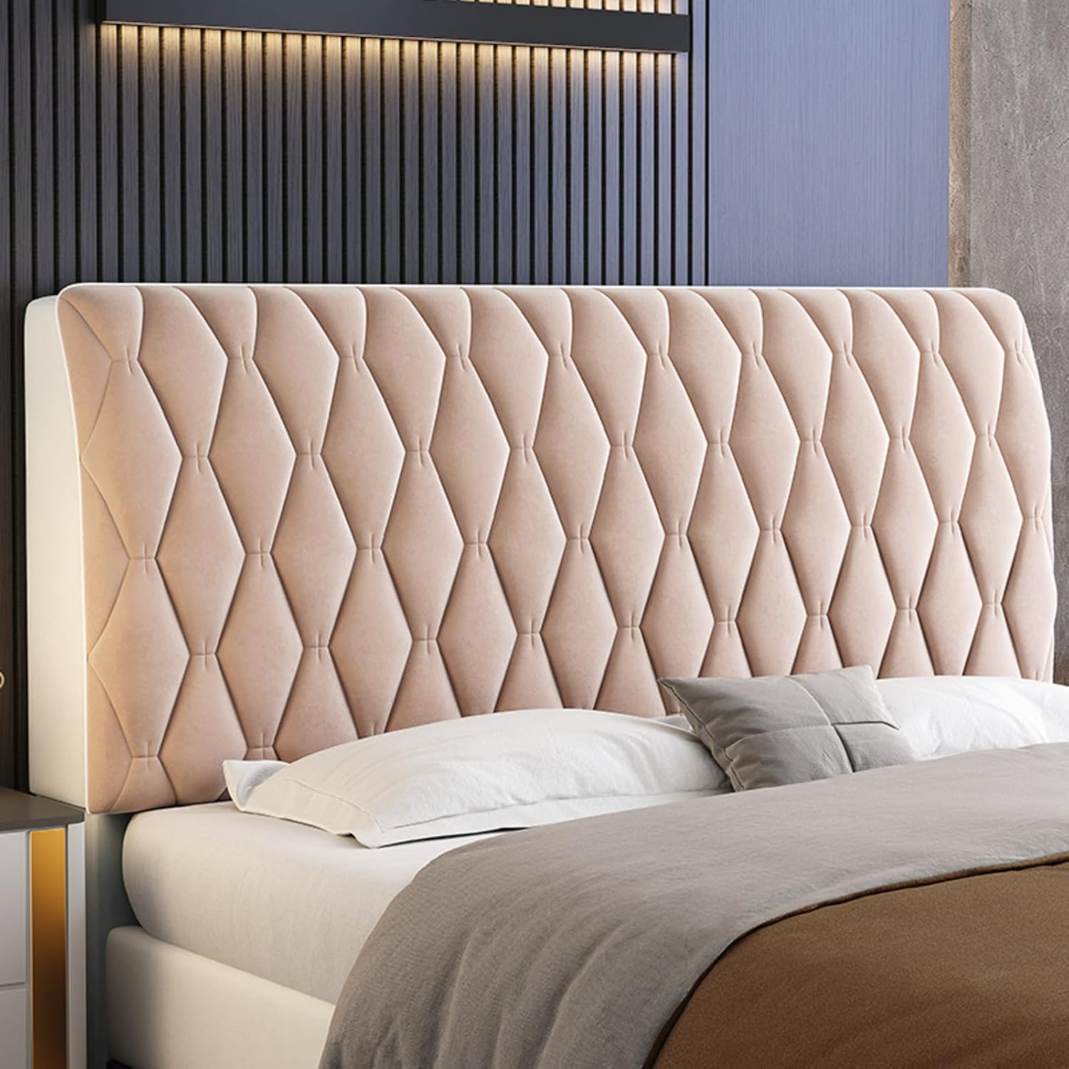 Velvet Headboard Covers for King Size Bed Headboard Cover Queen Full Dustproof Headboard ProtectorHead Board Cover Twin Headboard Slipcover (coffee color,120cm/47in(Height less than 65cm/25.6''))
