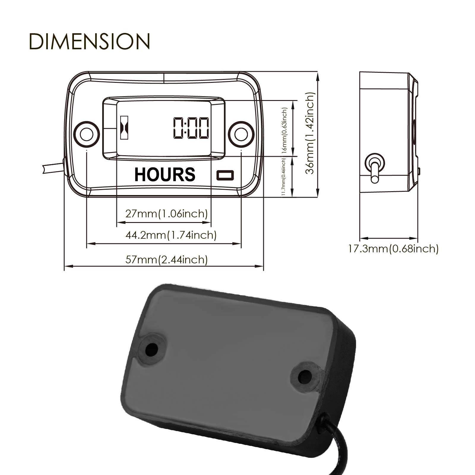 NR-HM019 - Contatore di manutenzione digitale LCD impermeabile a benzina per paramotori, motoseghe, generatori, tosatrici, modellini barche