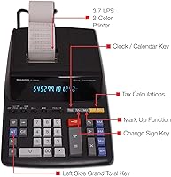 Vista 5 de Sharp EL2196BL EL2196BL Two-Color Printing Calculator Black/Red Print 3.7 Lines/Sec