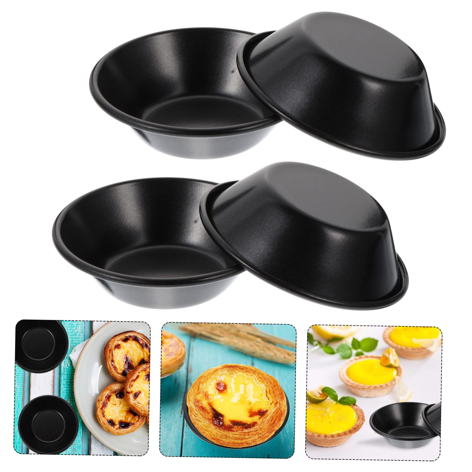 ULTECHNOVO 4 Sätze Eierkuchenform Formen Zum Backen Scharbstformen Nicht -stick Mini-kuchenformen Und Muffinformen Mini- -pfannen Kohlenstoffstahl Black 4 Stück * 4