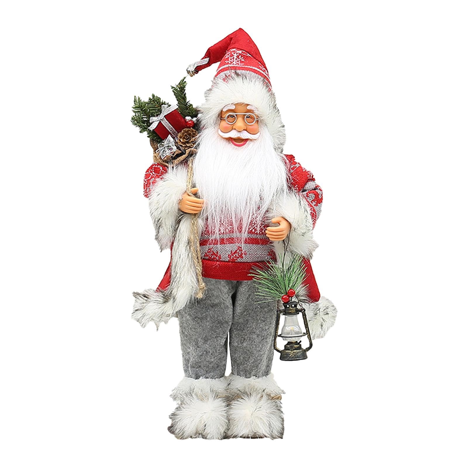 Statue de Noël grand format 45 cm, figurine debout décorative pour table et cheminée