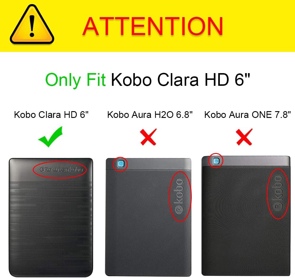 Fintie Case for Kobo Clara HD 6" 2018 Release Model N249 - Slim Fit Premium Vegan Leather Folio Cover with Auto Sleep/Wake, Also Compatible with Kobo Nia 2020 eReader, Black