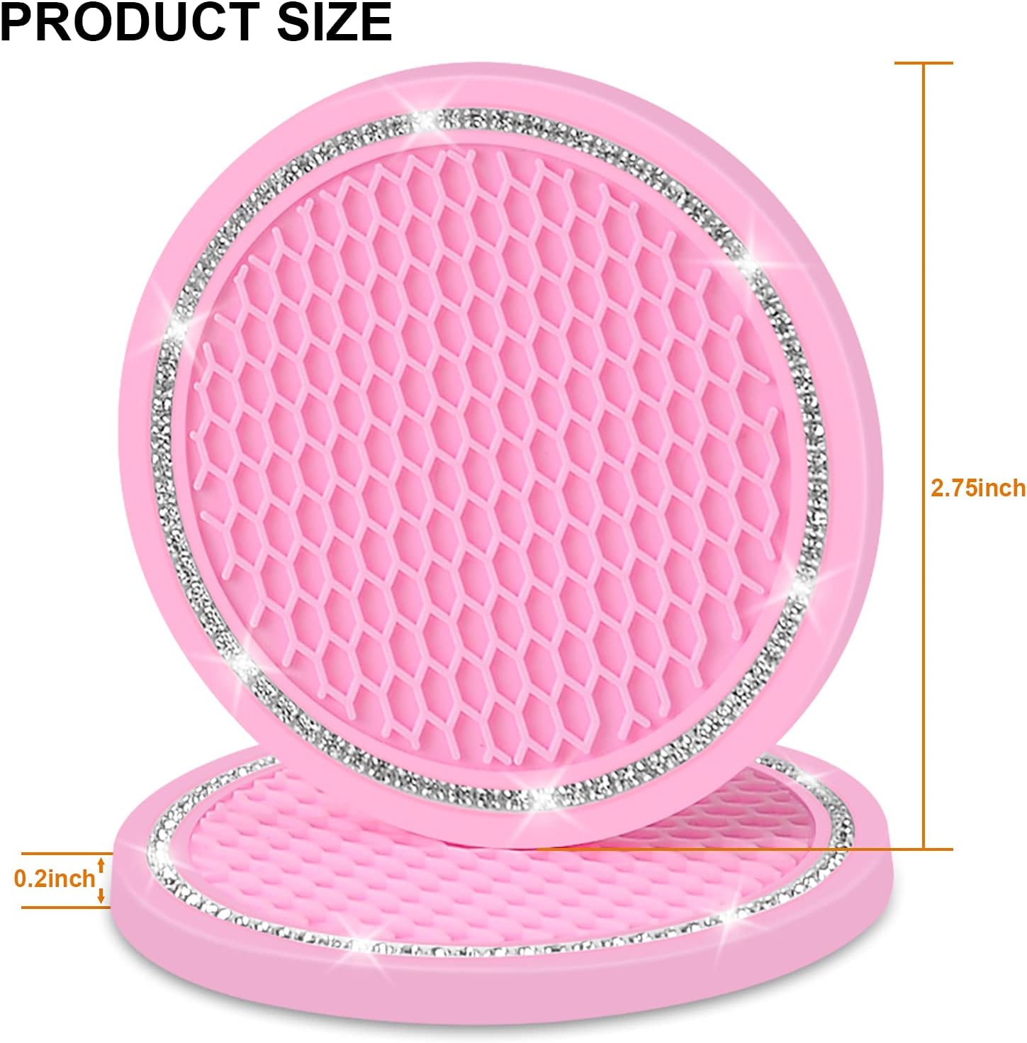 Car Coasters for Cup Holders, SHANSHUI 2.75 Inches Cute Car Accessories Anti-Slip Silicone Cup Holder for Car (Blackpink/ 4Pcs)