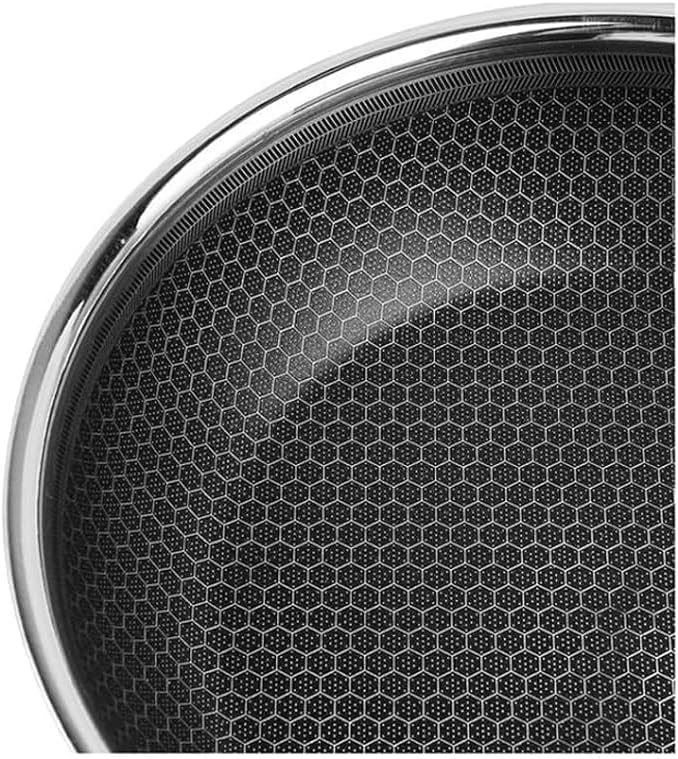 Satre Online and Marketing Stainless Steel Fry Pan with Honeycomb Coating, Induction Base Fry Pan with Handel, Non Stick Frying Pan, Wok Frying Pan - 1 Pcs