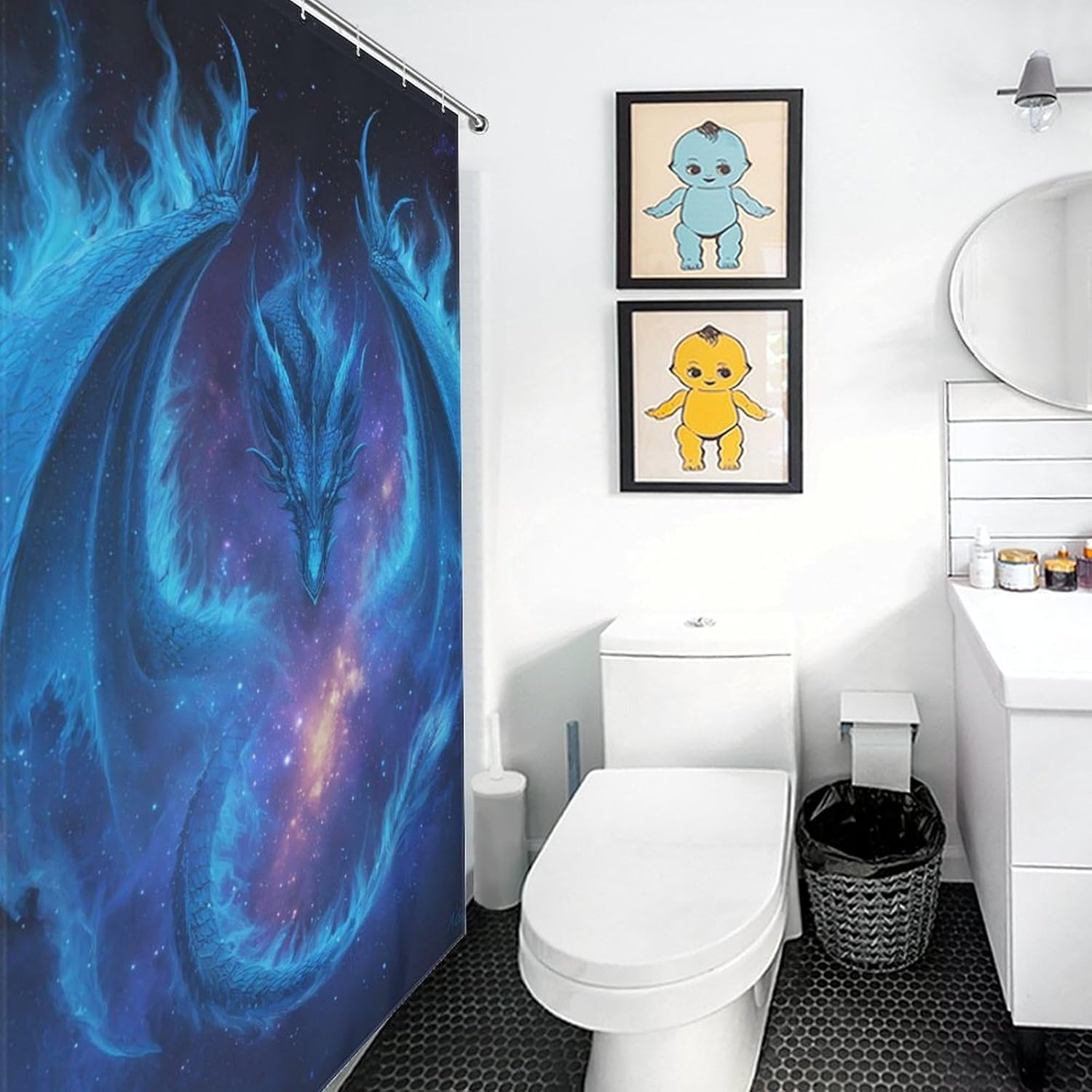 Galaxy Dragon Shower Curtain 46.85x70.87Inch（119x180cm） Polyester Bath Curtain Shower Curtains Printed Decorative