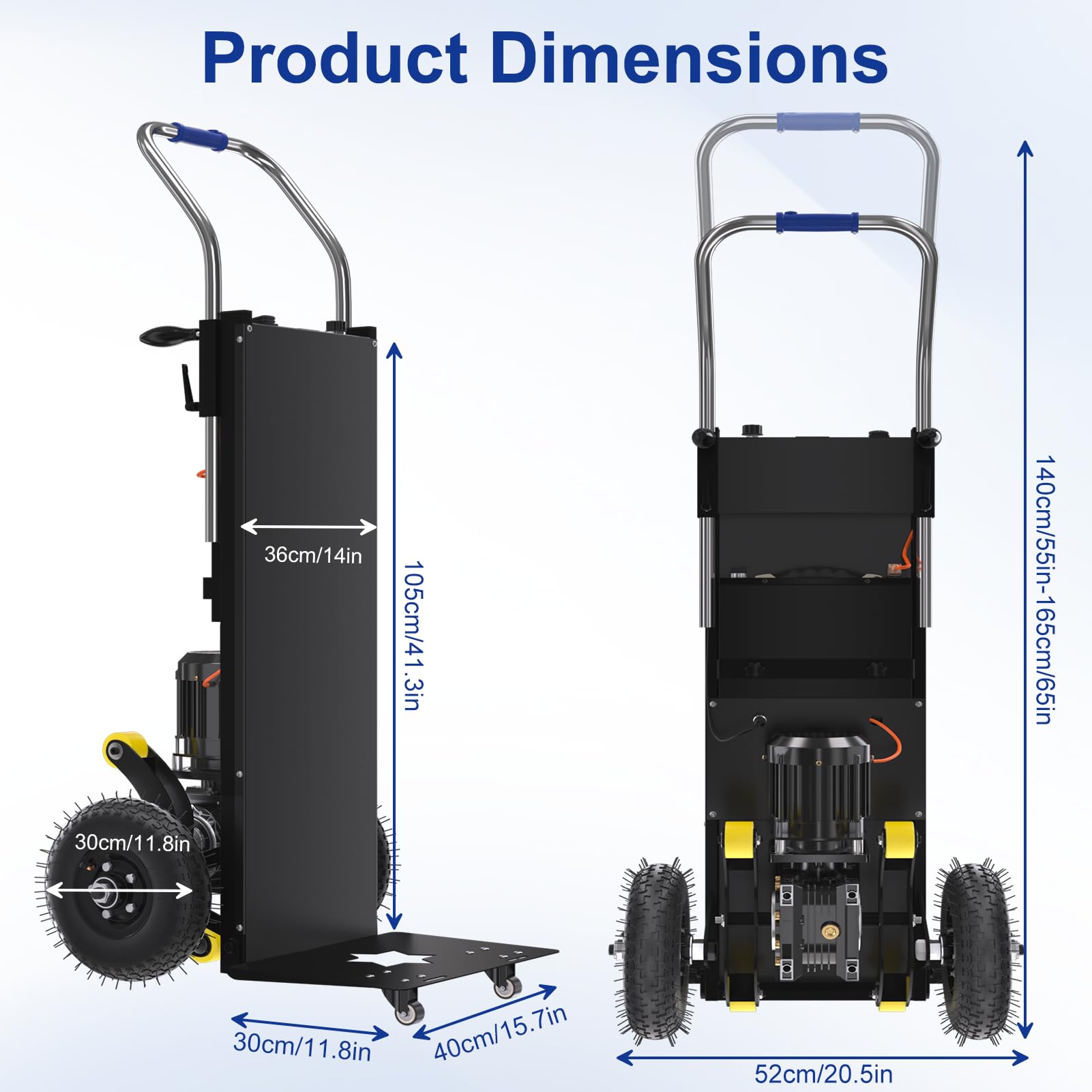 Chariot d'escalier électrique 1200 W - Charge maximale de 400 kg - Avec moteur sans balais - Pour contrôler les escaliers et les descentes - Avec poignée télescopique pour le transport de meubles